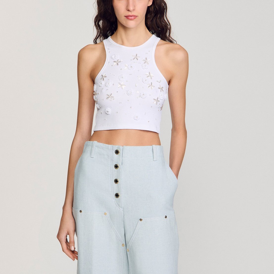 Débardeur perlé et strassé Sandro seconde main