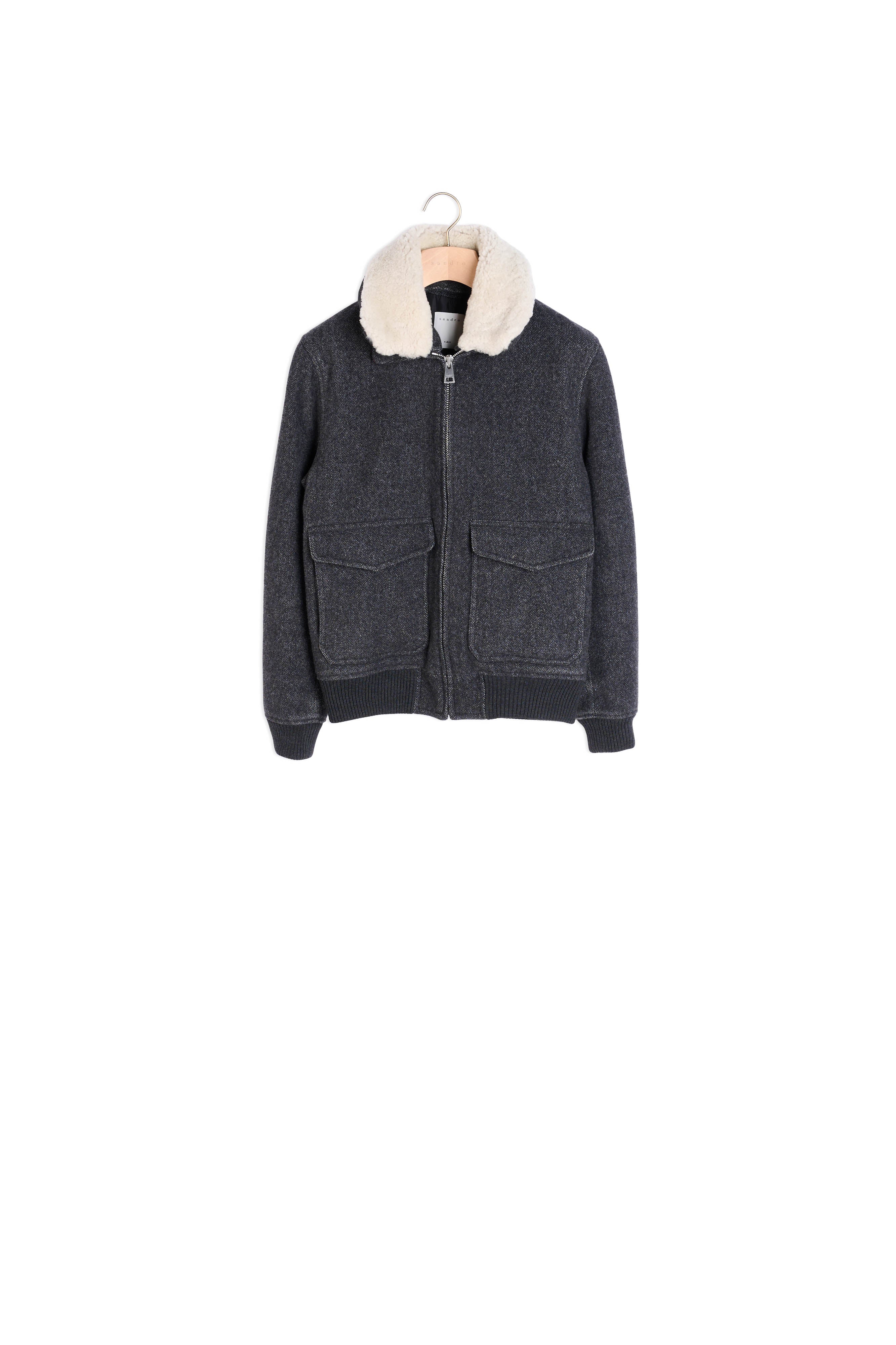 Blouson aviateur en drap de laine Sandro seconde main