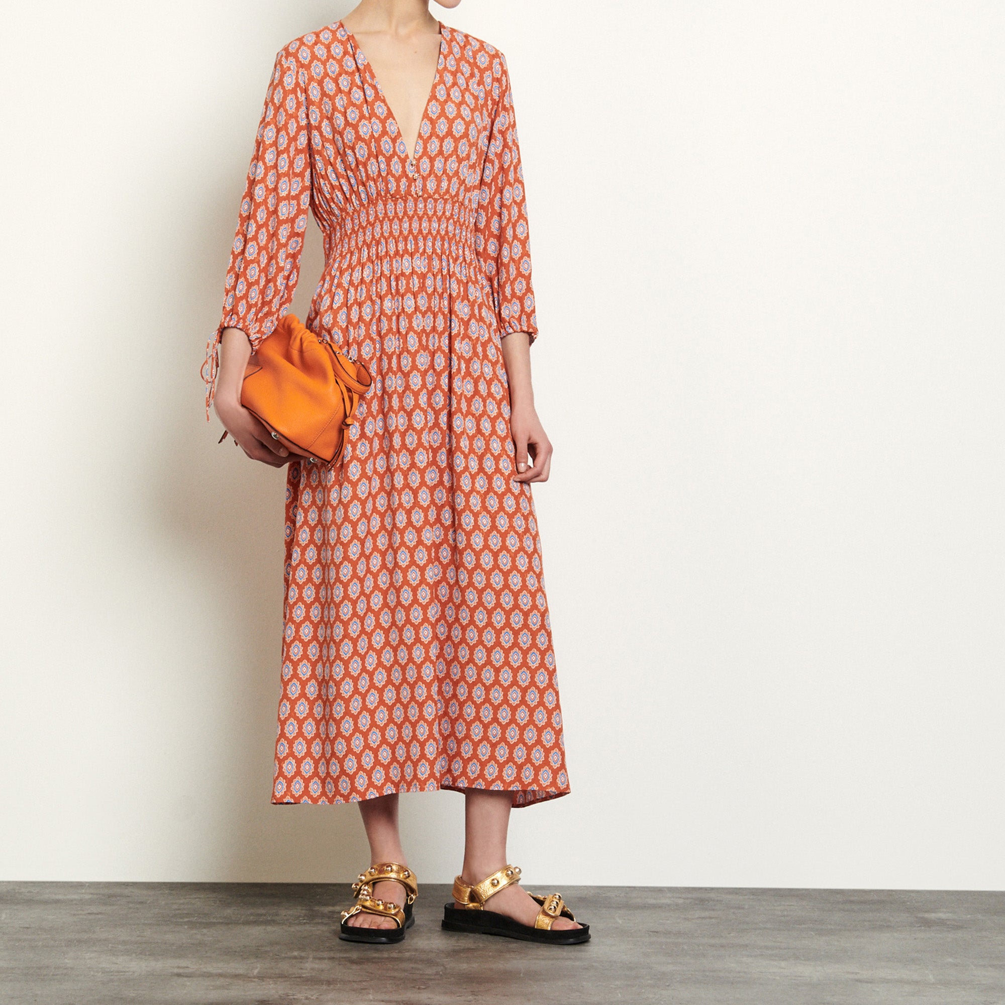 Robe longue en jacquard imprimé Sandro seconde main