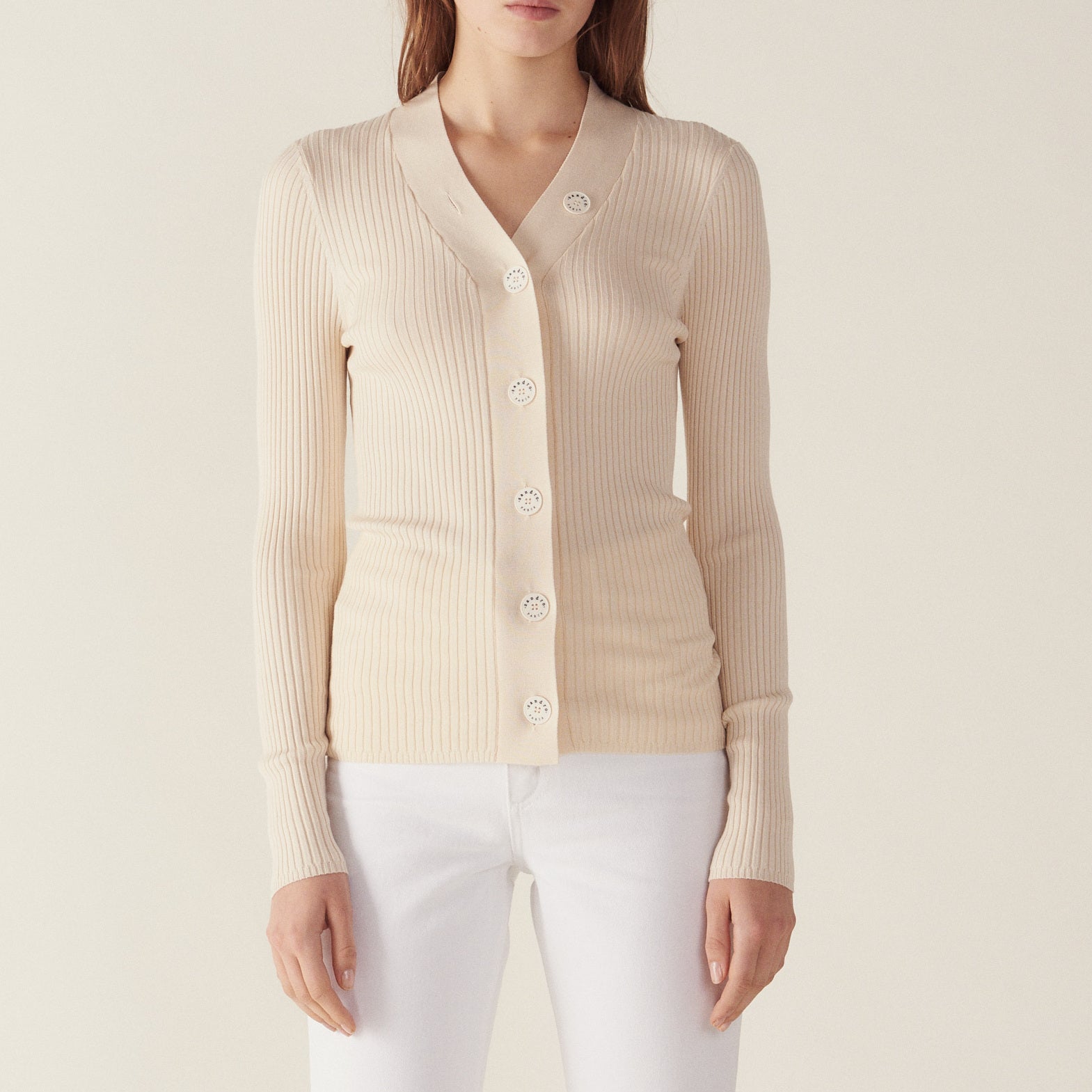 Cardigan boutonné en Maille côtelée Sandro seconde main