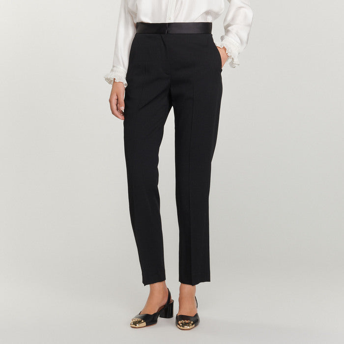 Pantalon avec empiècement de satin Sandro seconde main