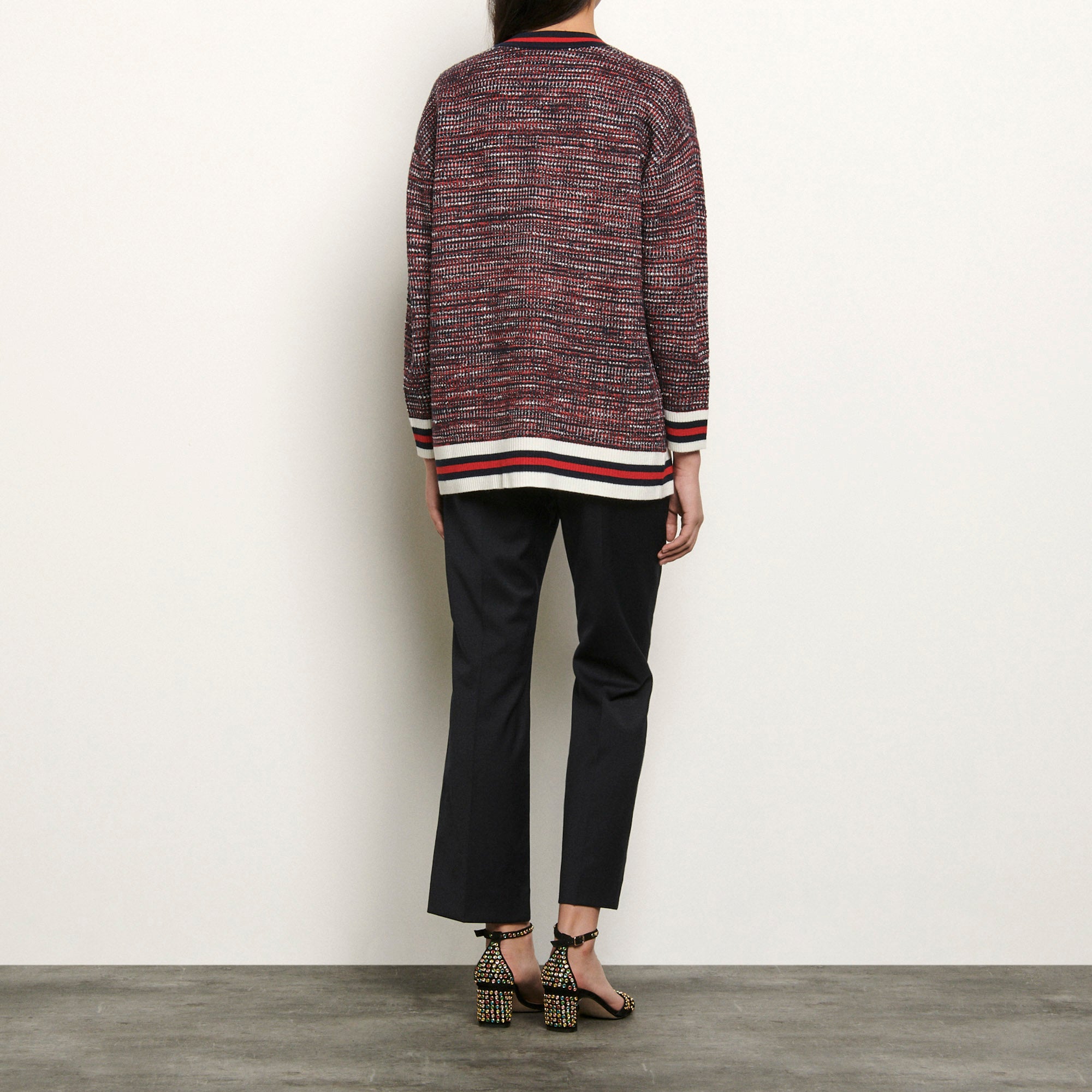 Cardigan effet tweed à galons rayés Sandro seconde main