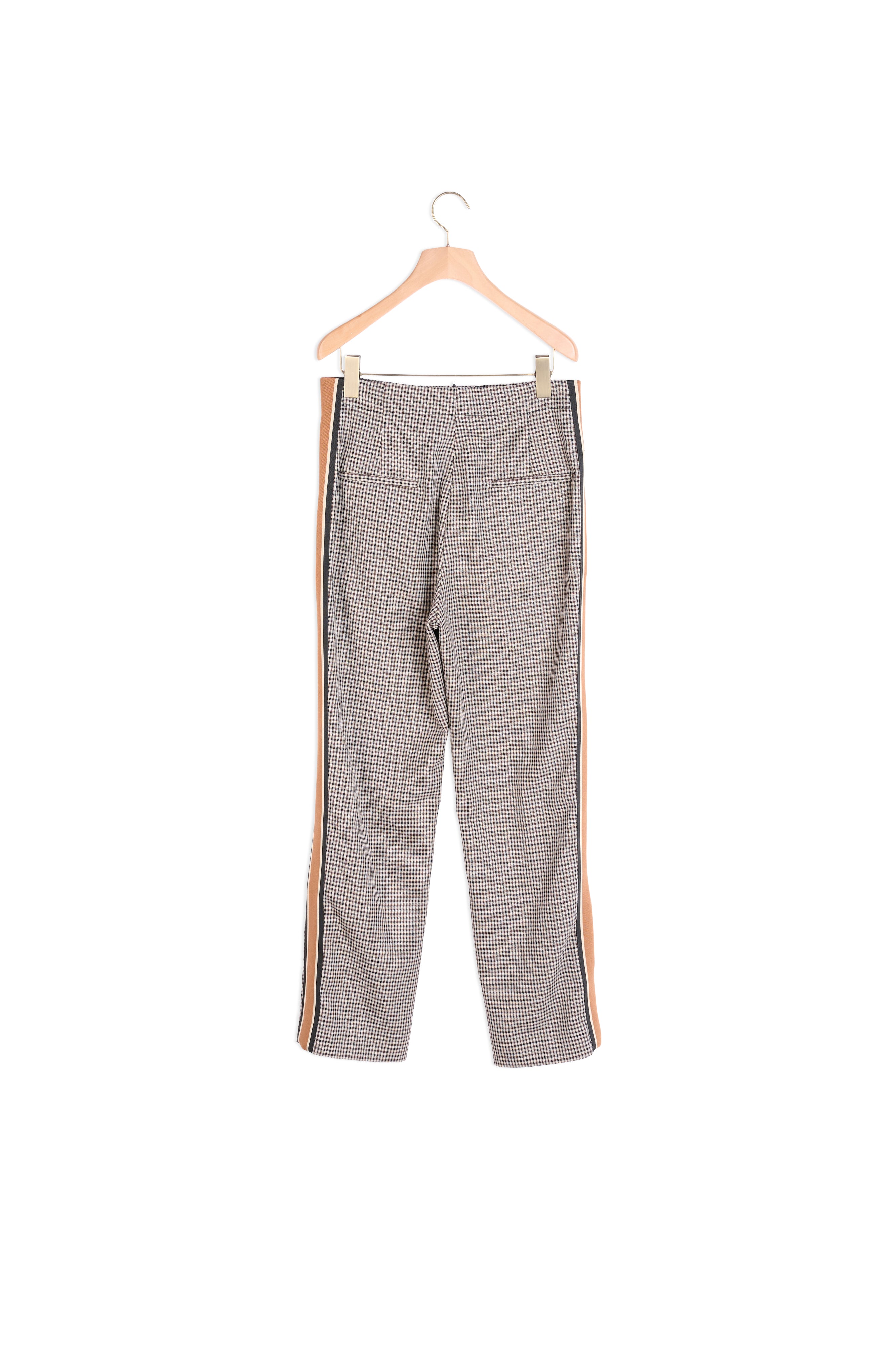 Pantalon droit à carreaux et galons Sandro seconde main