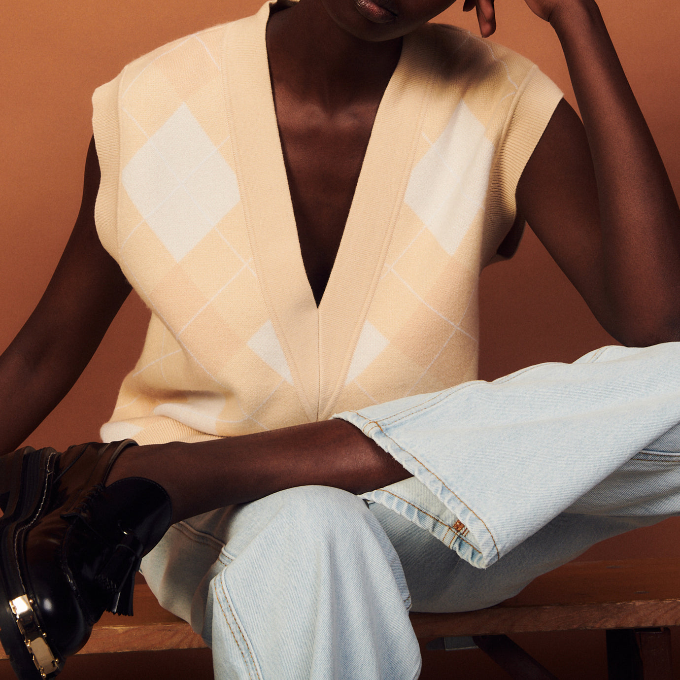 Pull sans manches jacquard Sandro seconde main