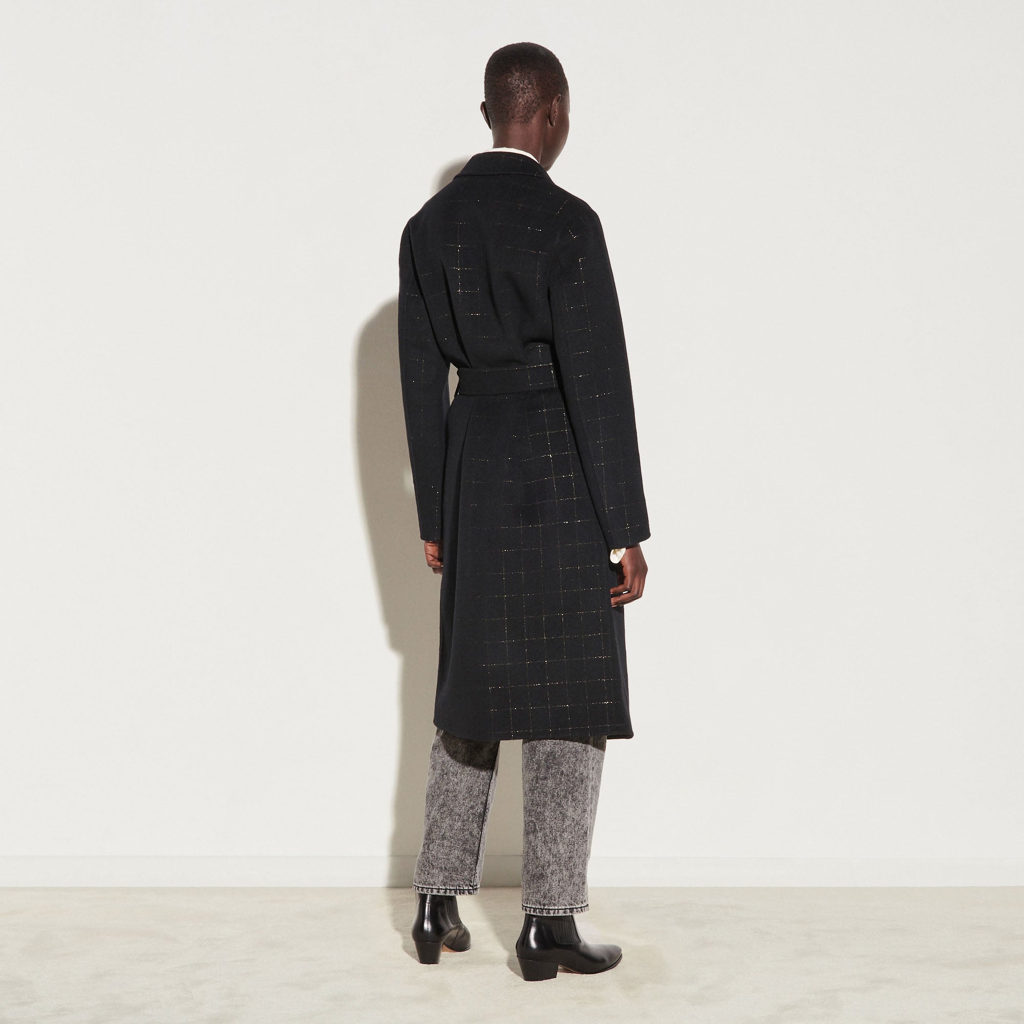 Manteau long à carreaux fantaisies Sandro seconde main