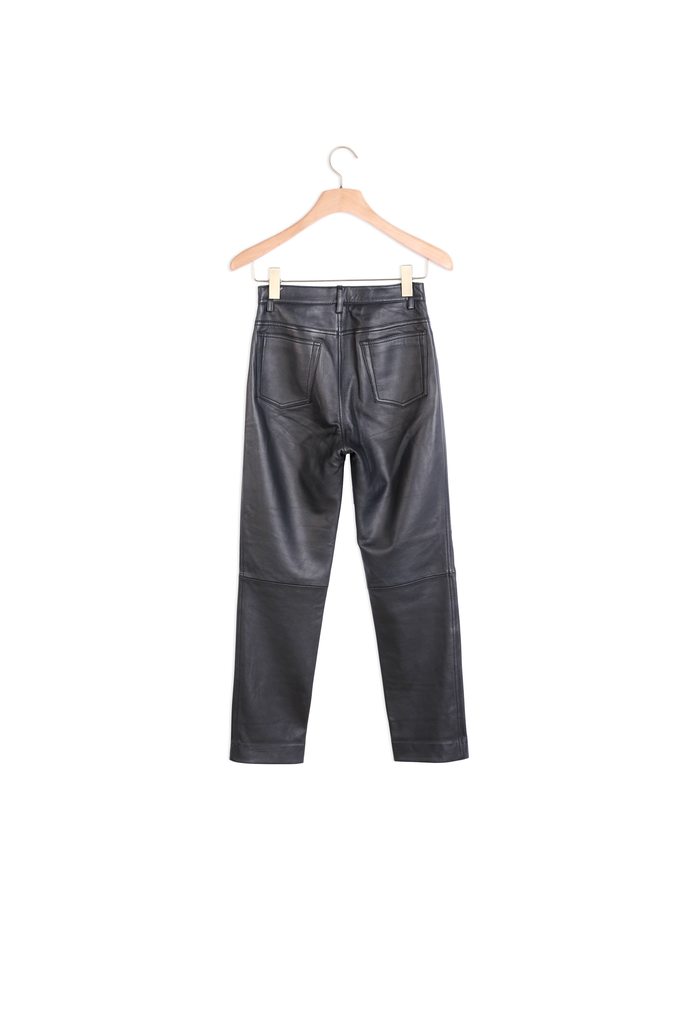 Pantalon en cuir droit à découpes Sandro seconde main