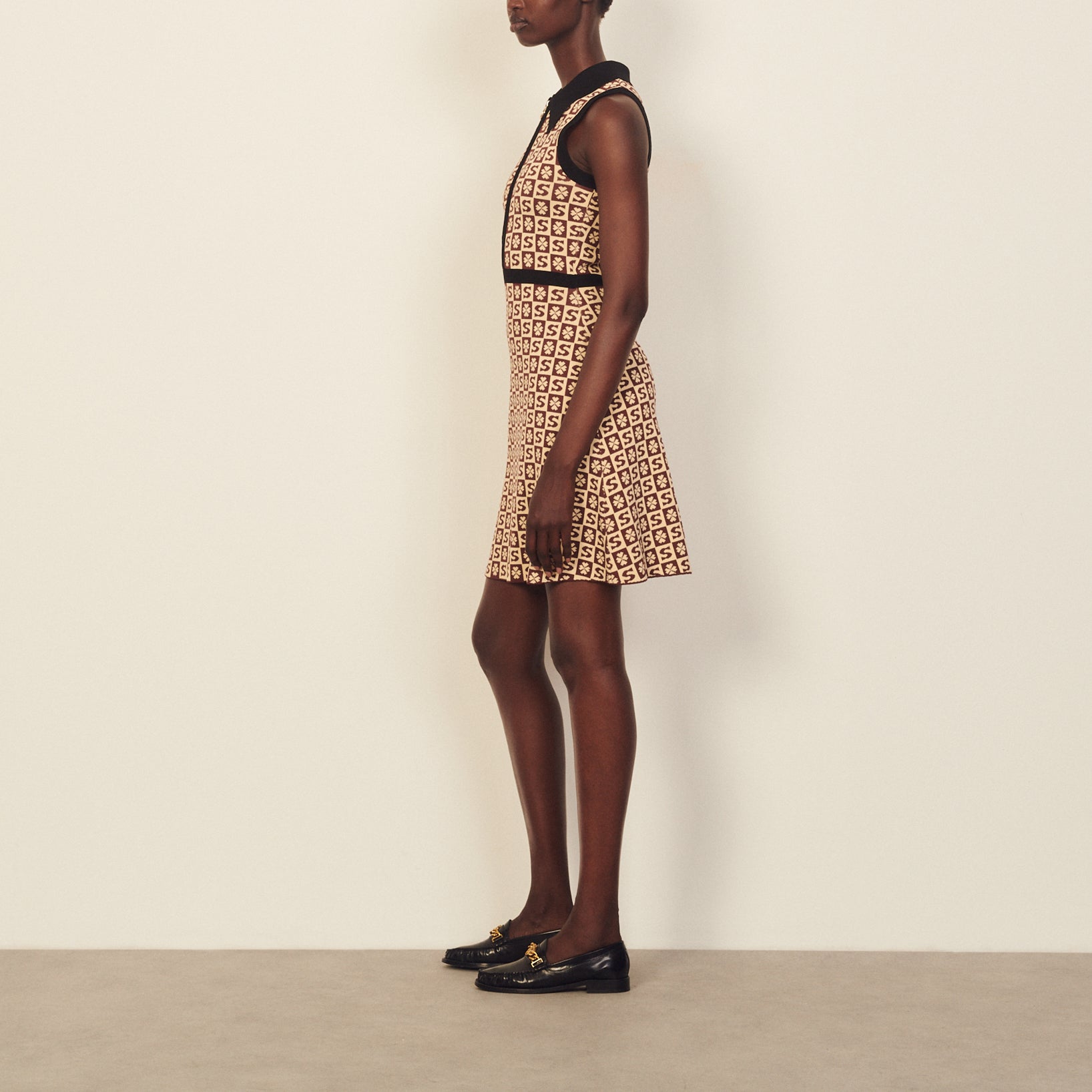 Robe polo sans manches à motif jacquard Sandro seconde main