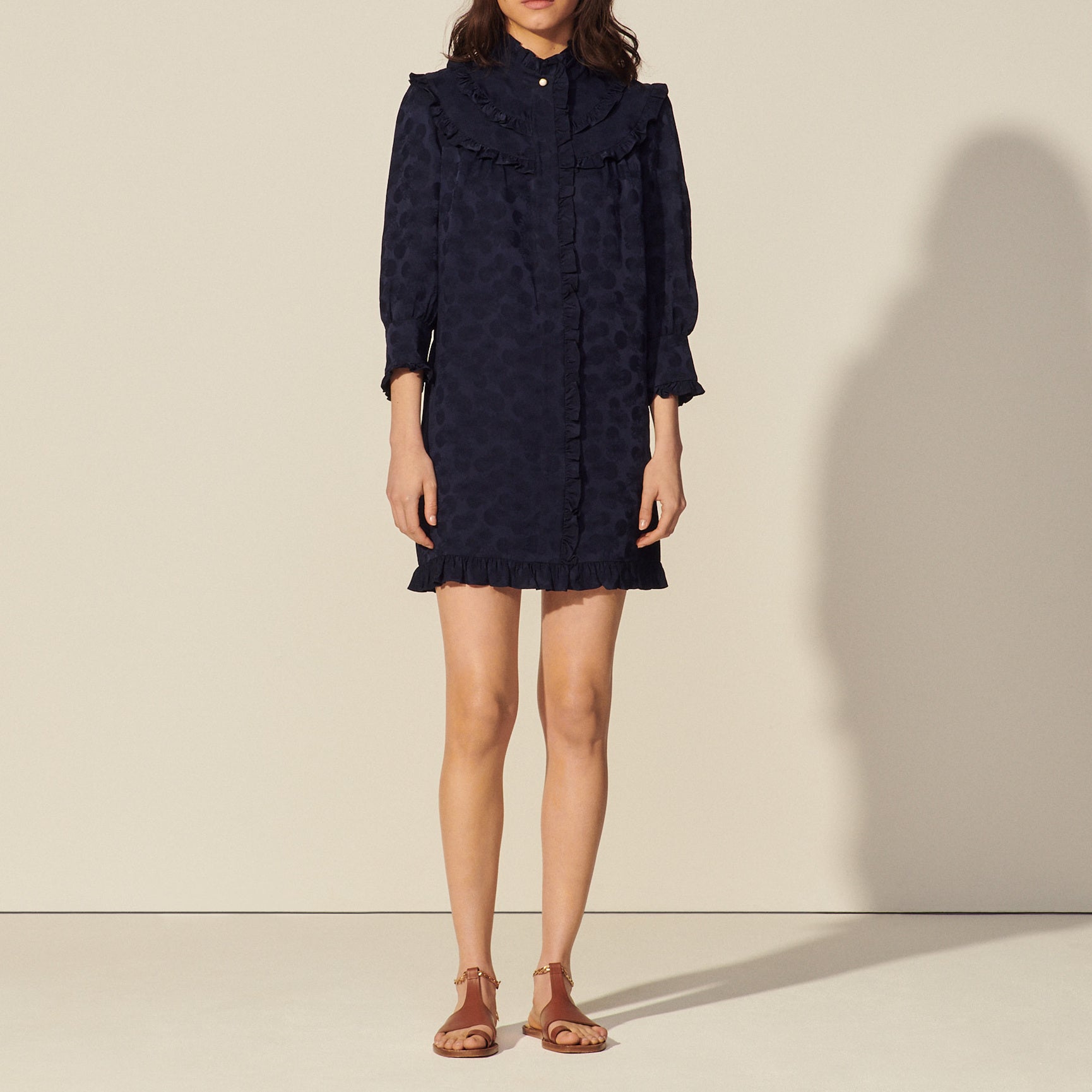 Robe courte en jacquard marguerites Sandro seconde main