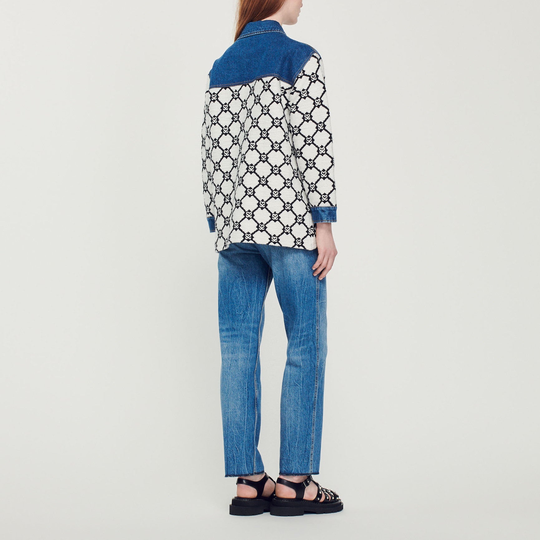 Cardicoat en Maille et denim Sandro seconde main