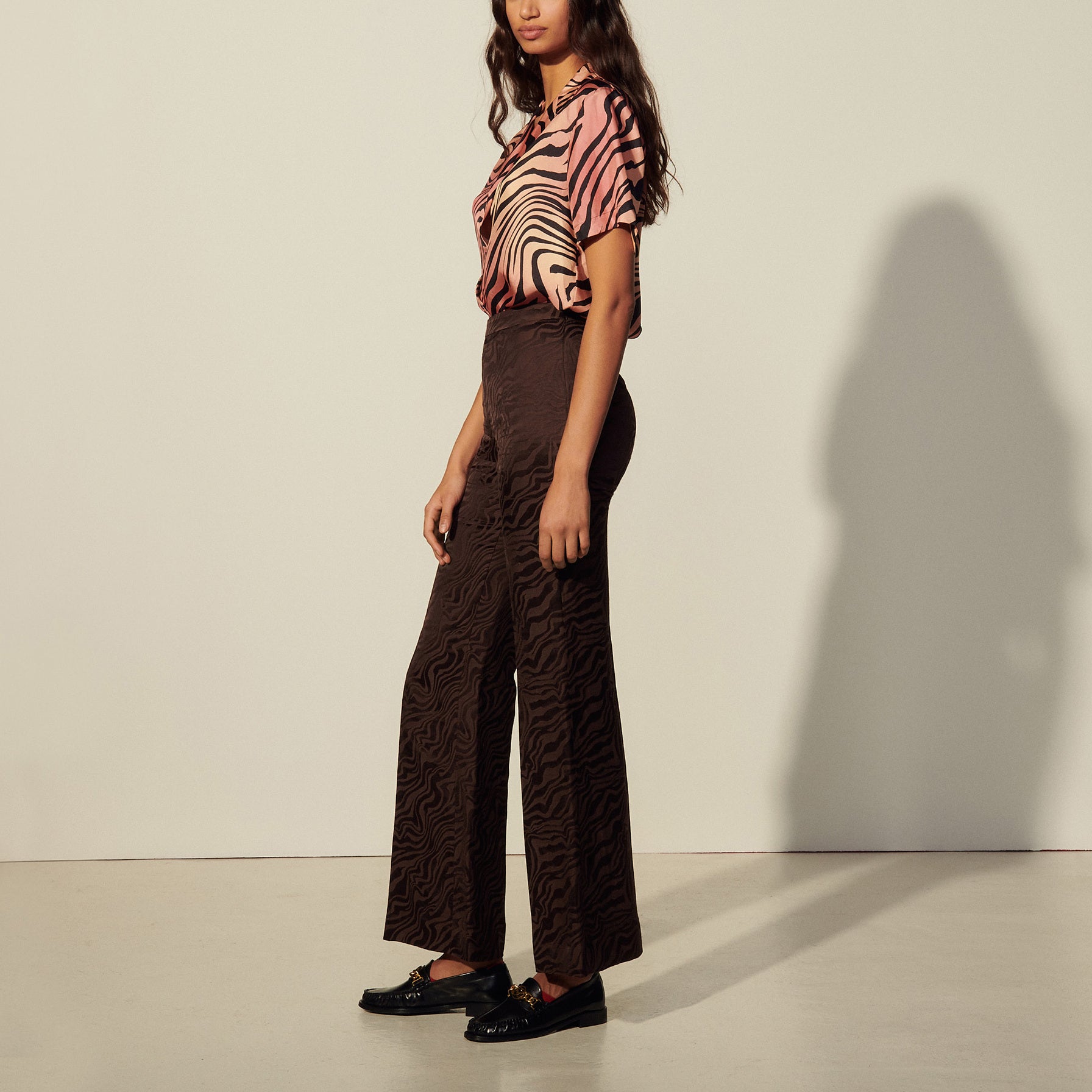 Pantalon taille haute en jacquard Sandro seconde main