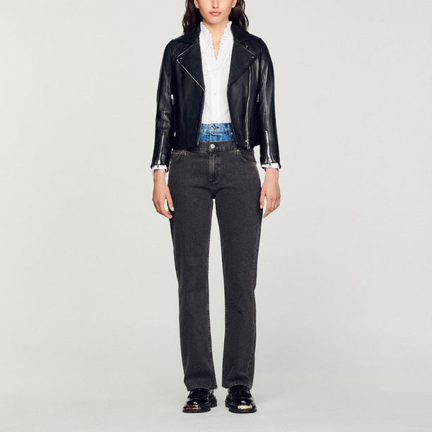 Blouson en cuir Sandro seconde main