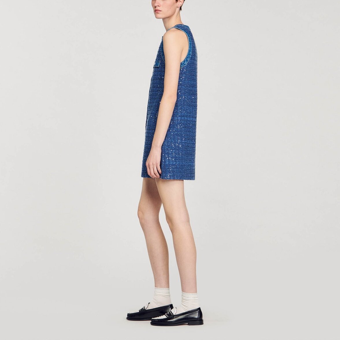 Robe courte trapèze en tweed Sandro seconde main