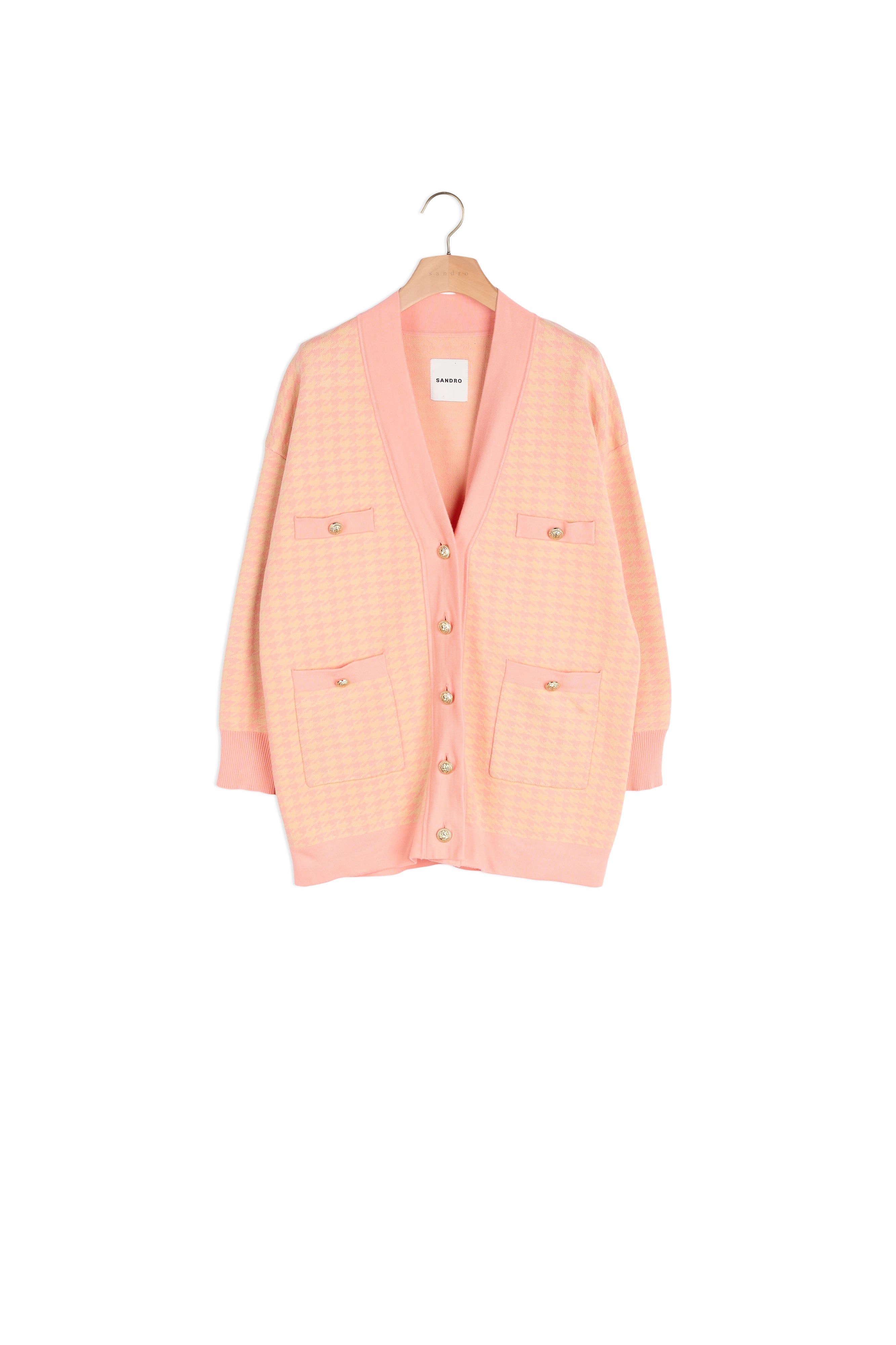 Cardi-coat à motifs pied de coq Sandro seconde main