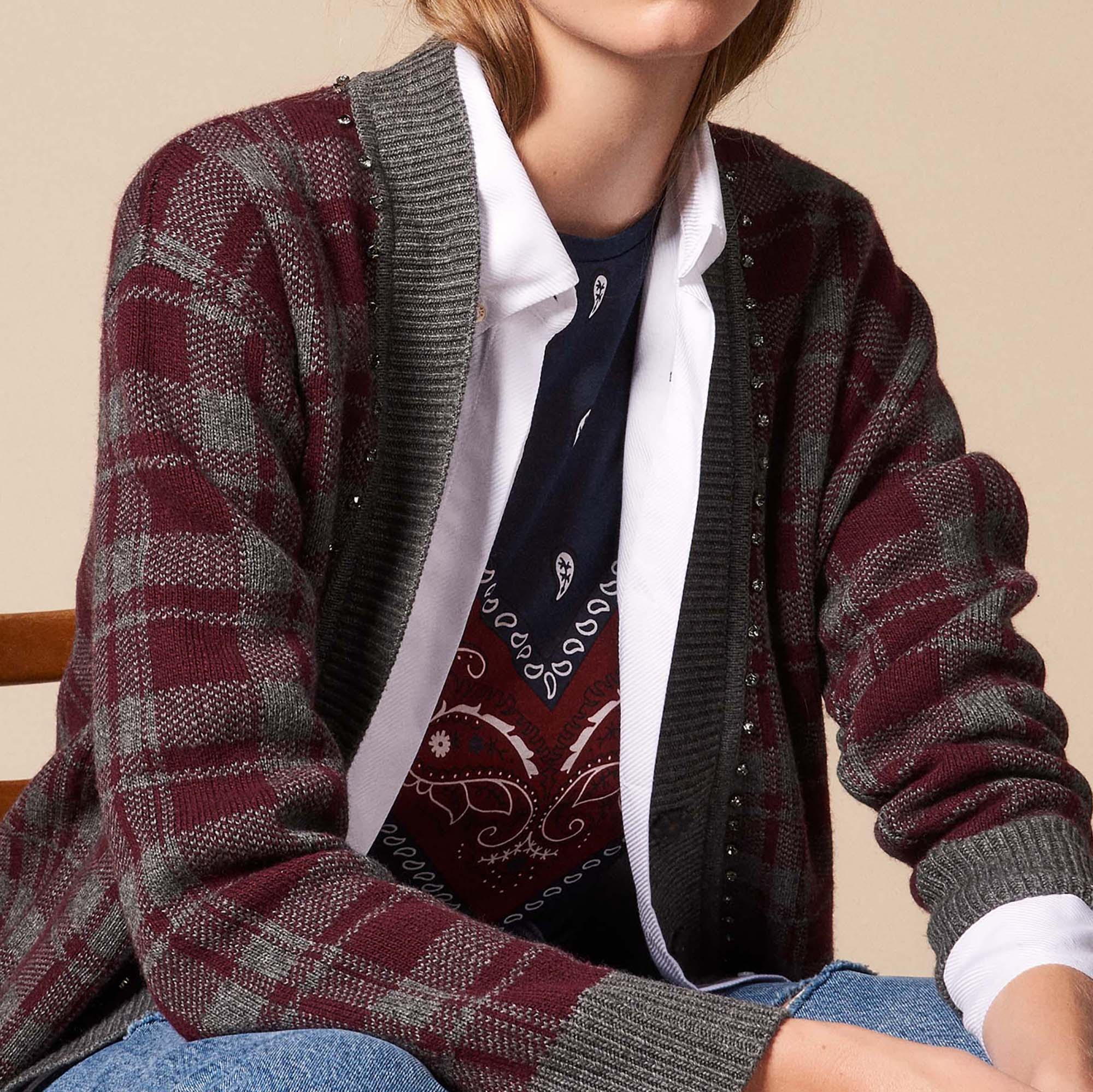 Gilet oversize à carreaux Sandro seconde main