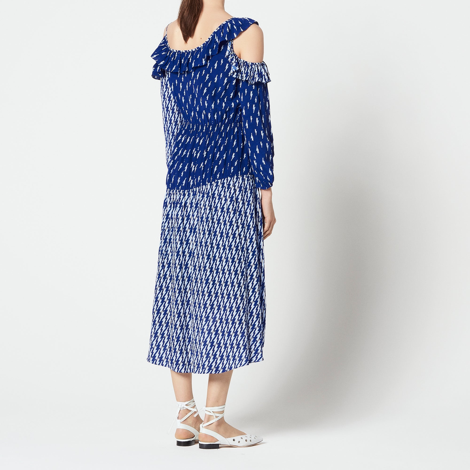 Robe imprimée éclair  épaules dénudées Sandro seconde main