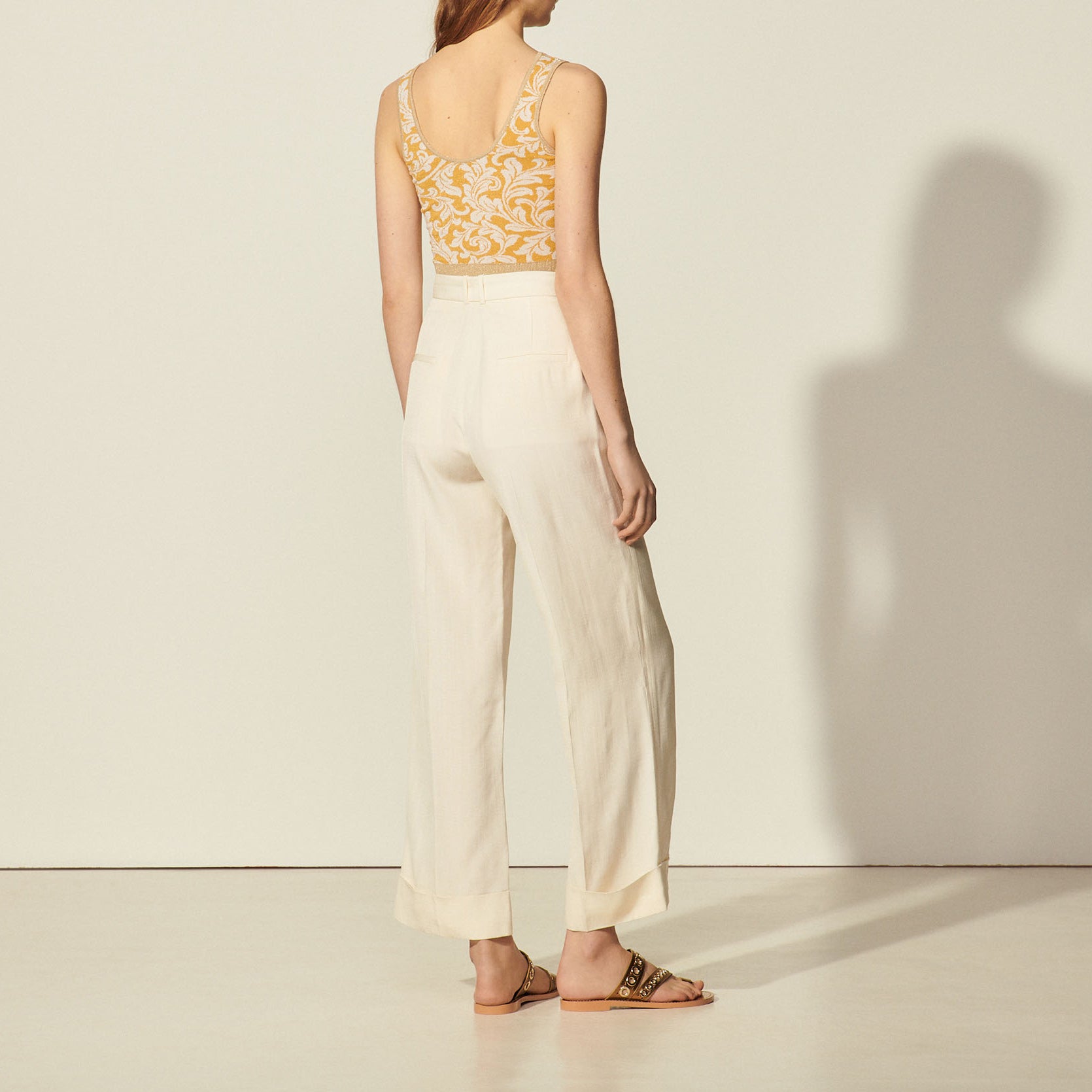 Pantalon taille haute au large revers Sandro seconde main