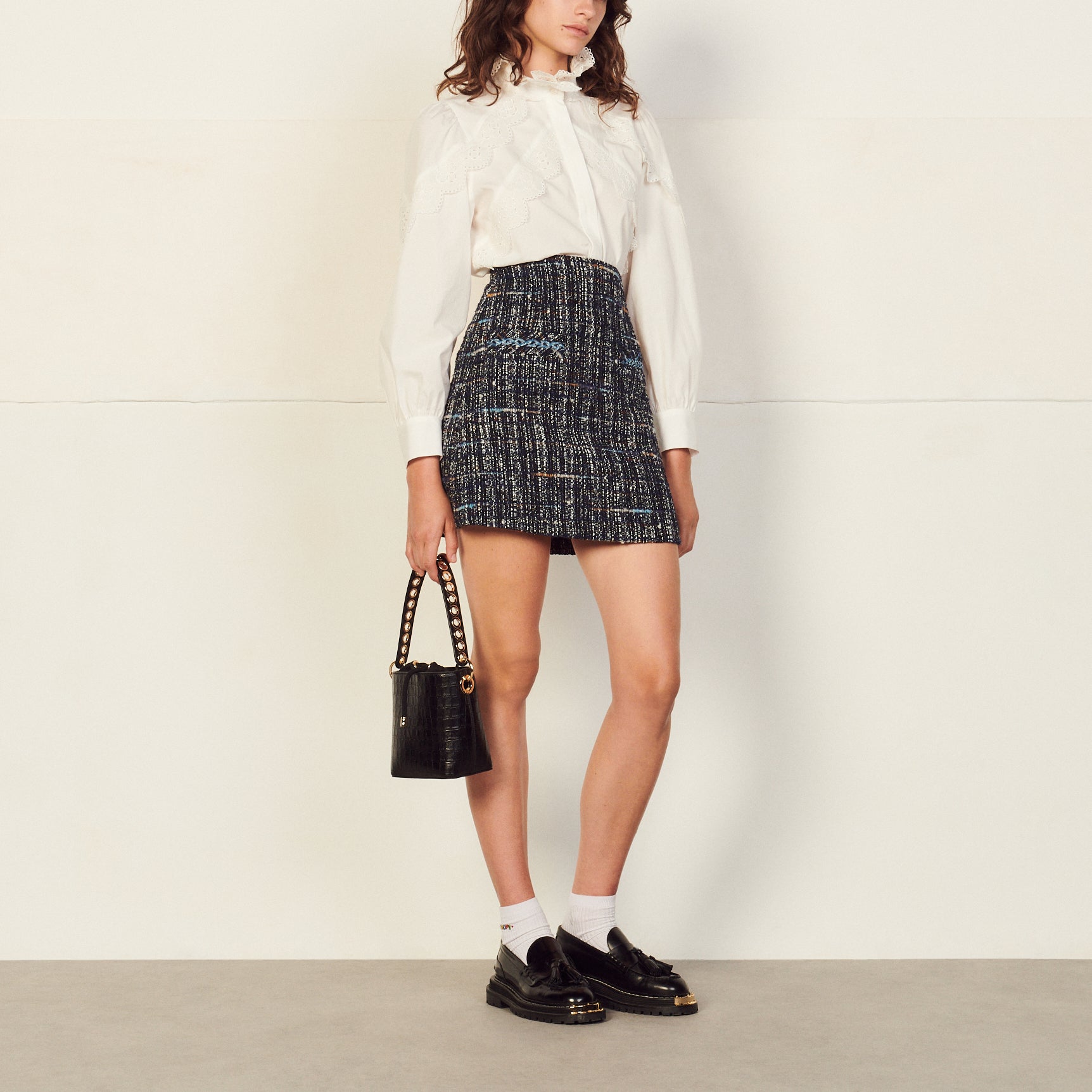 Jupe courte en tweed Sandro seconde main