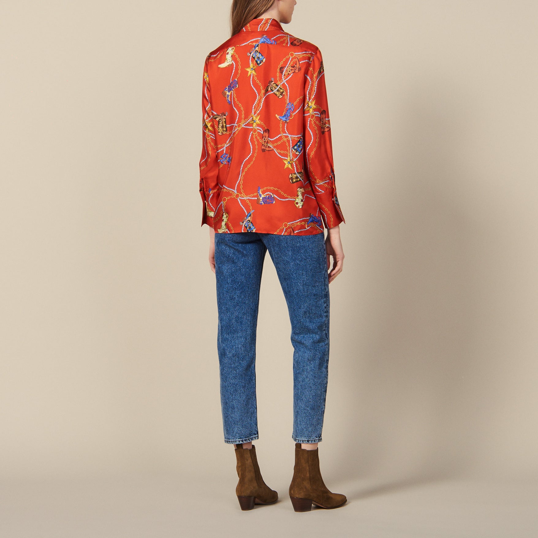 Chemise imprimée en twill de soie Sandro seconde main