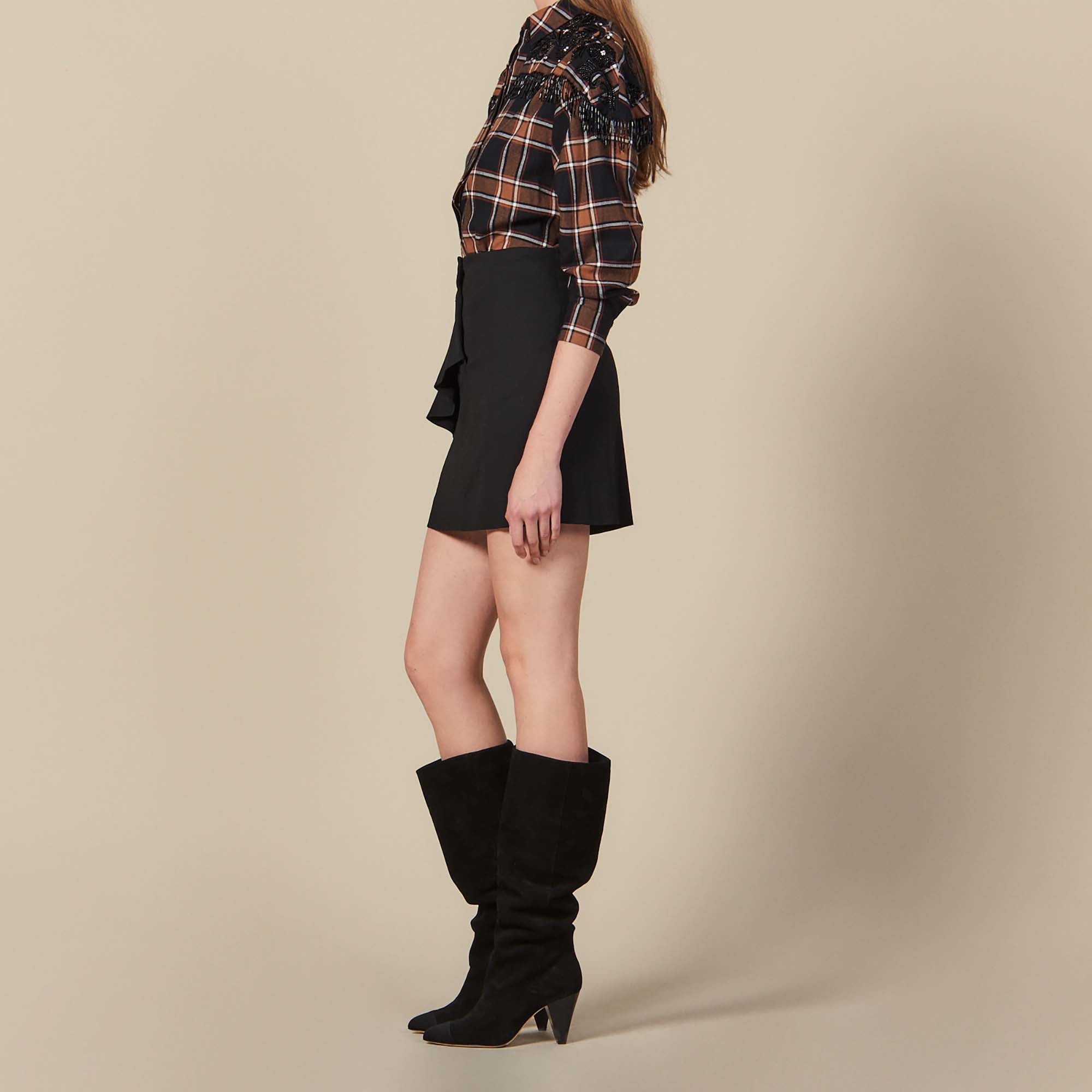 Jupe courte avec volant asymétrique Sandro seconde main