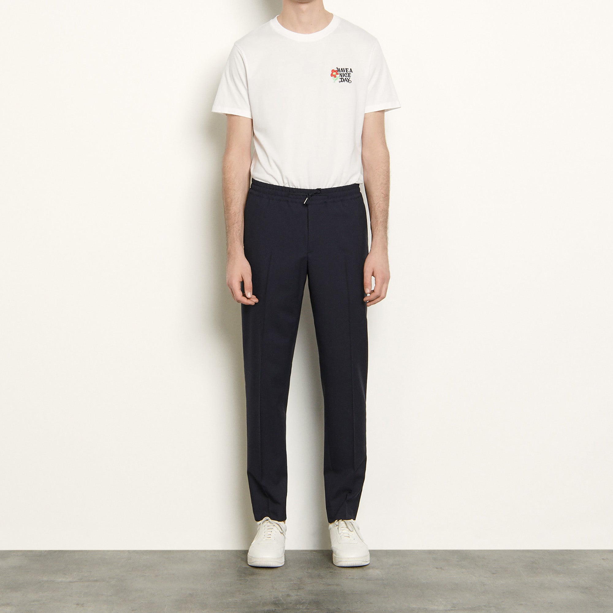 Pantalon en laine à taille élastiquée Sandro seconde main