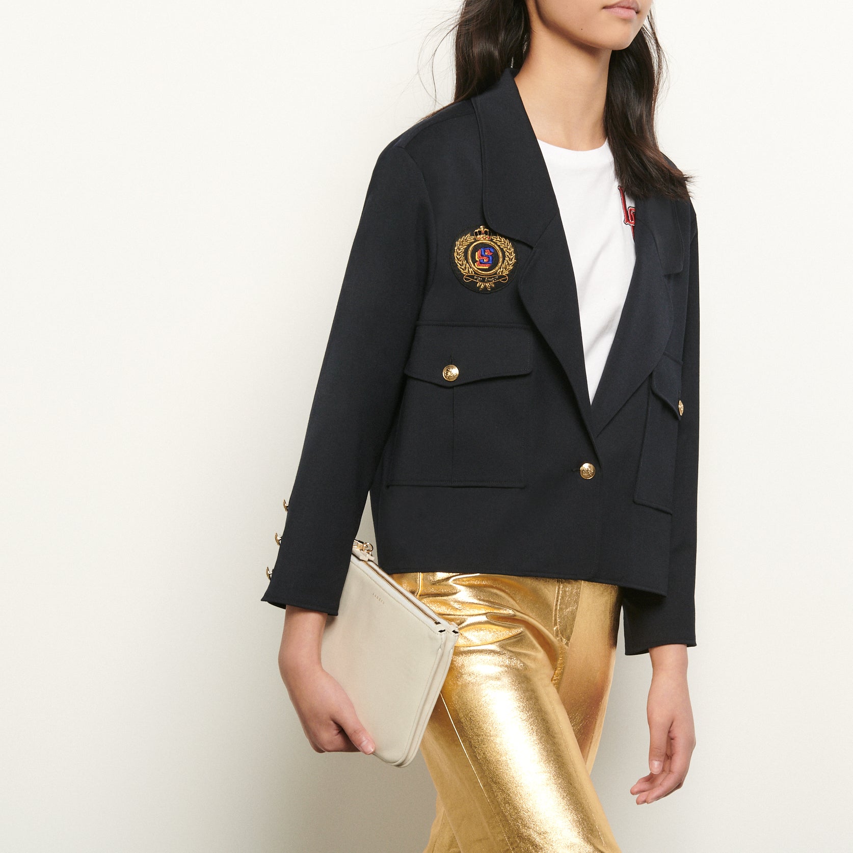 Veste tailleur courte avec patch Sandro seconde main