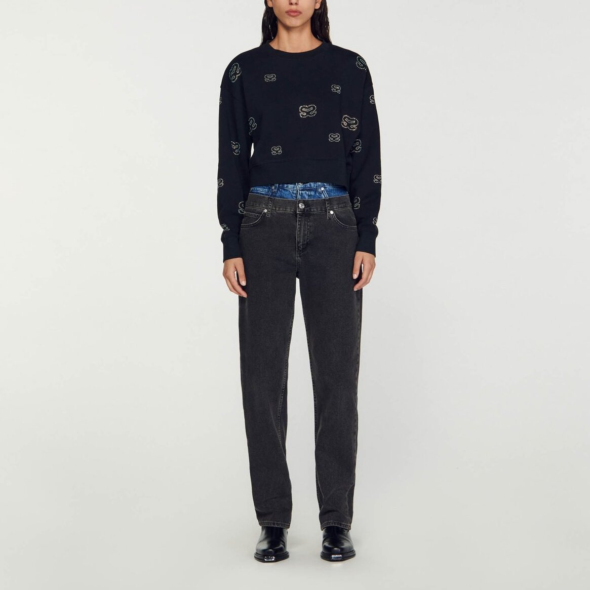 Sweatshirt court double S Sandro seconde main