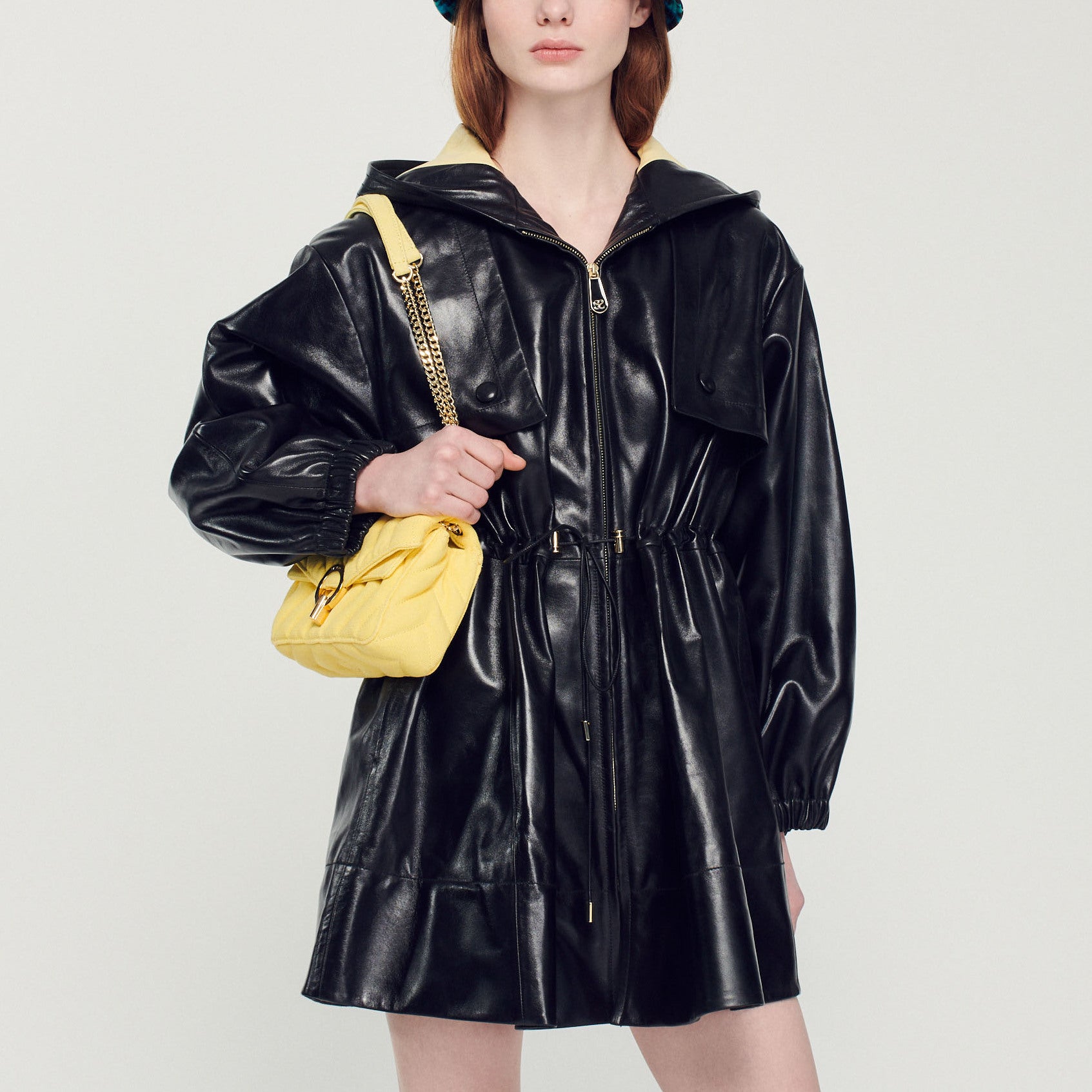 Parka oversize en cuir Sandro seconde main