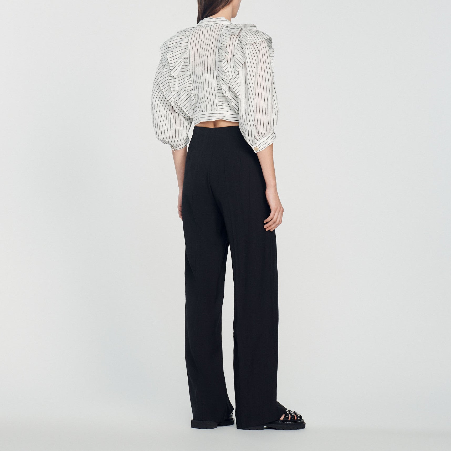 Top court à rayures en lin Sandro seconde main