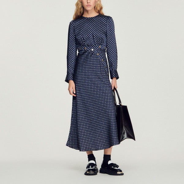 Robe longue fluide imprimé petits pois Sandro seconde main