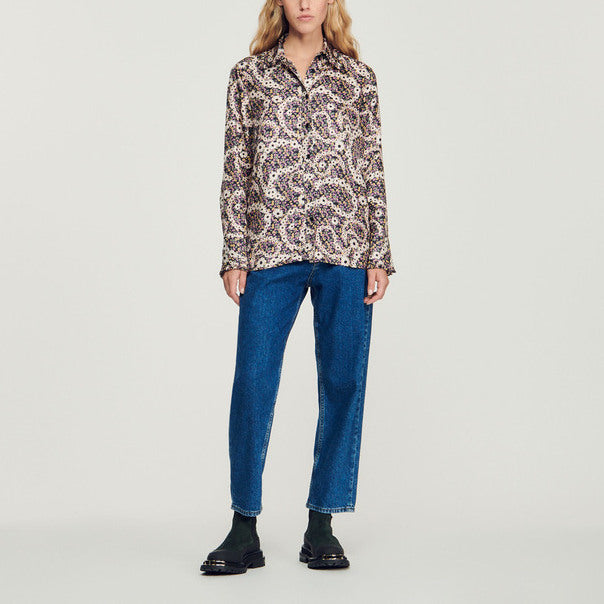 Chemise en soie imprimé fleurs Sandro seconde main