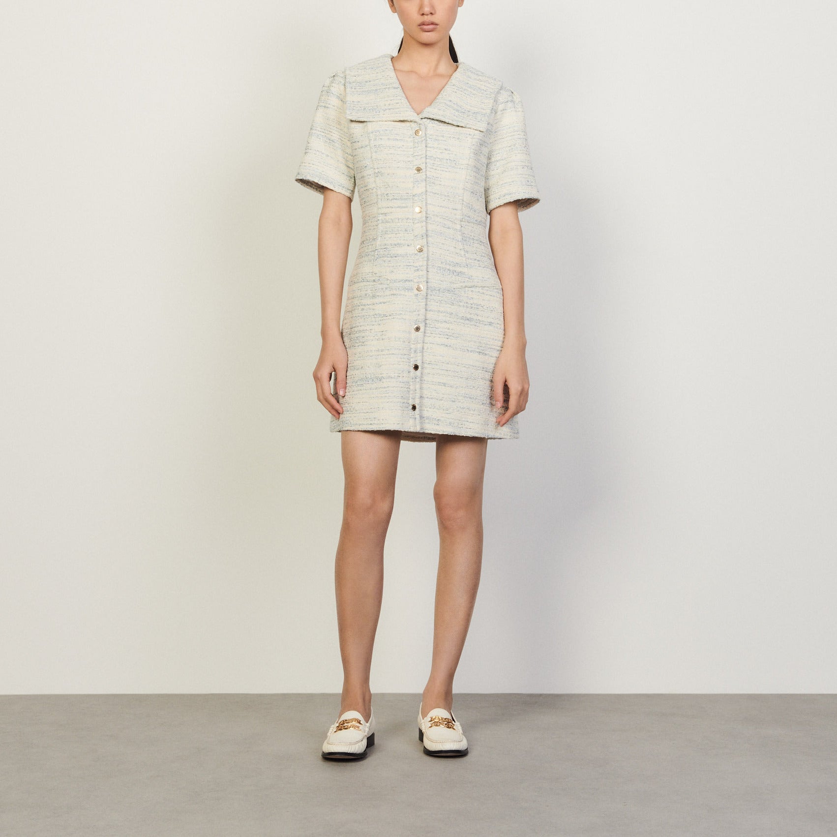 Robe en tweed à col marin Sandro seconde main