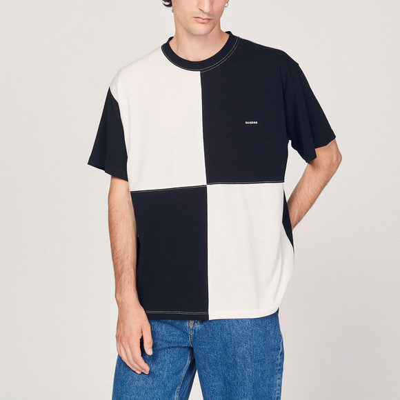 Tee-shirt en coton bio bicolore Sandro seconde main