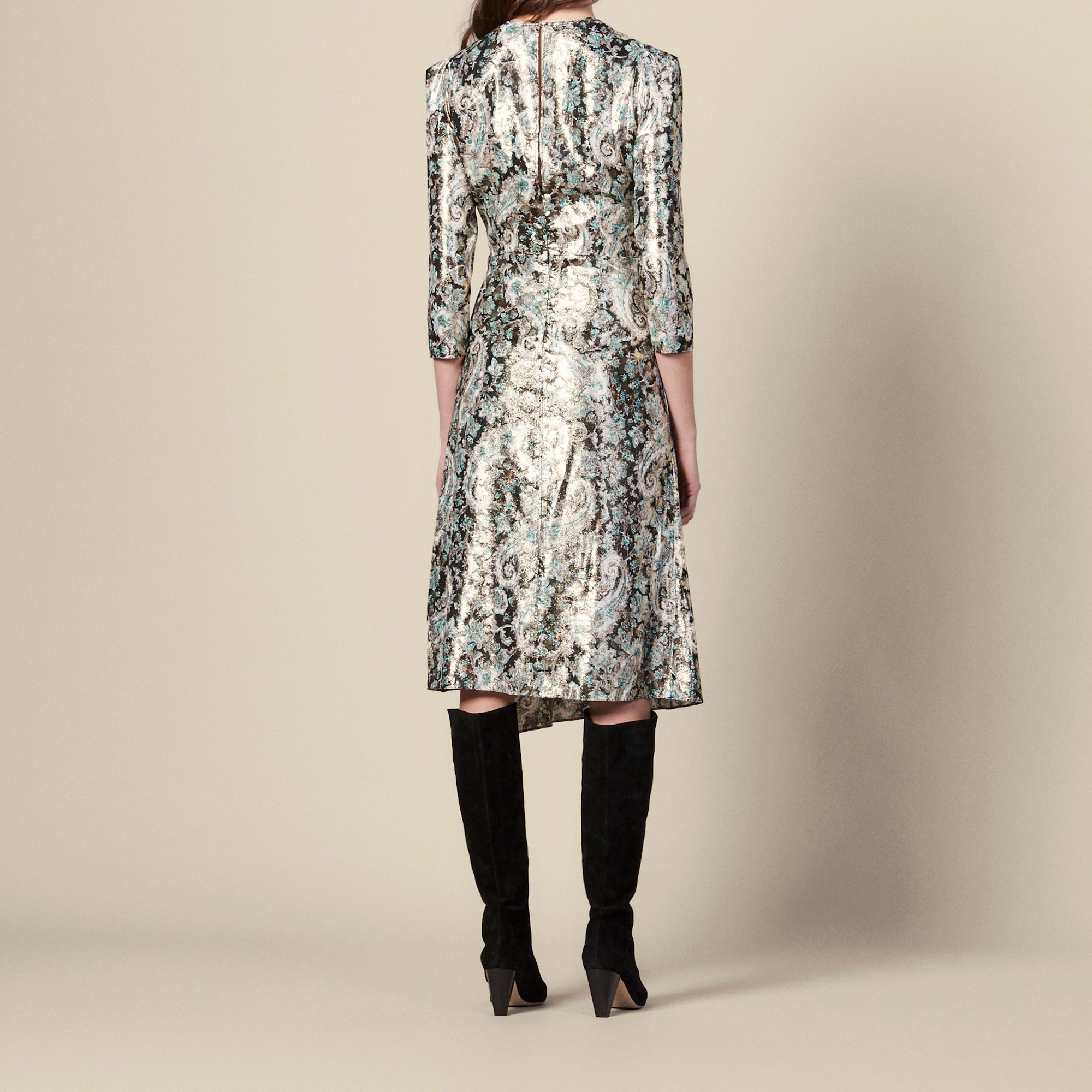 Robe longue drapée en jacquard lurex Sandro seconde main