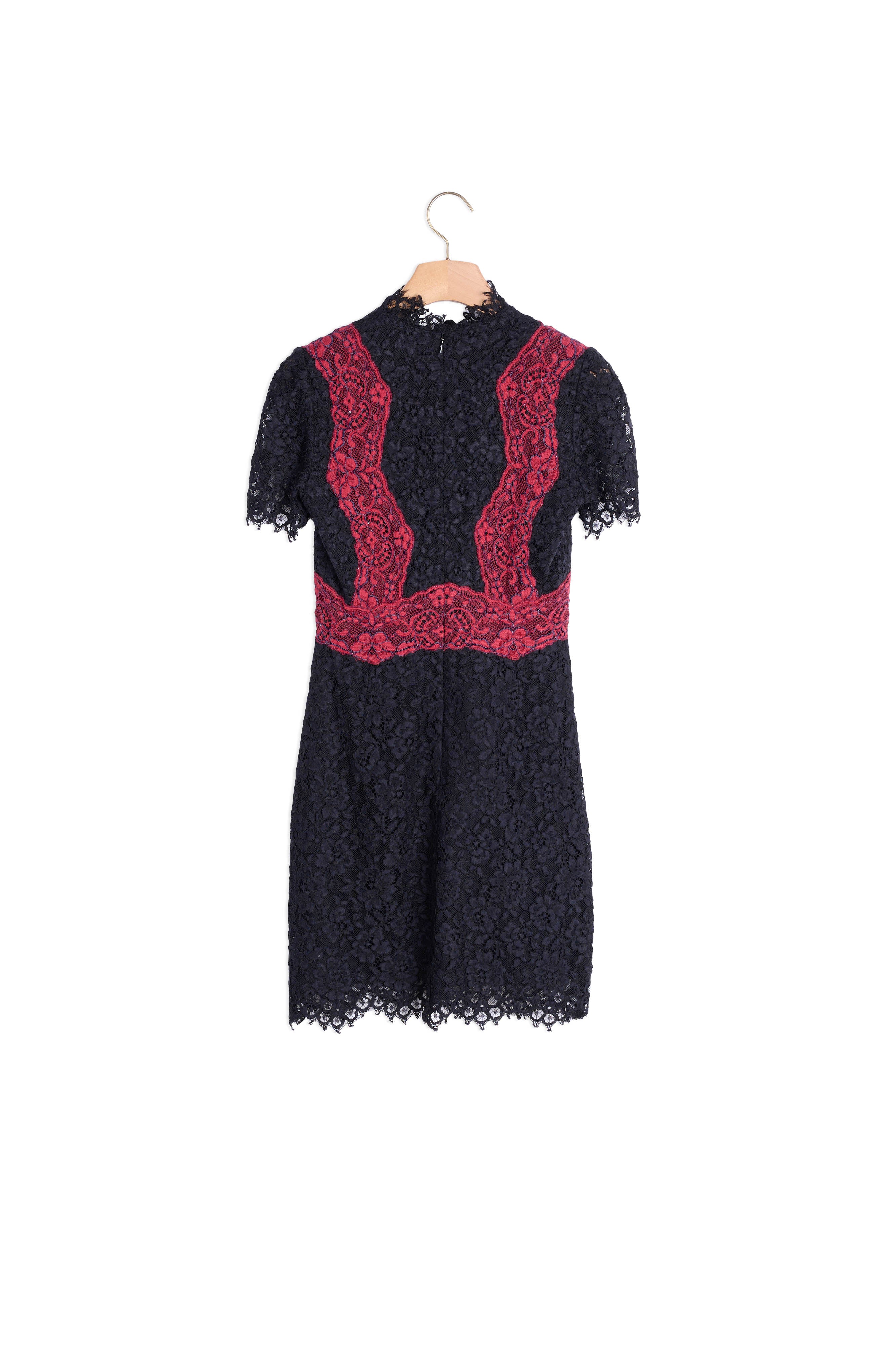 Robe en dentelle avec détails rouge Sandro seconde main