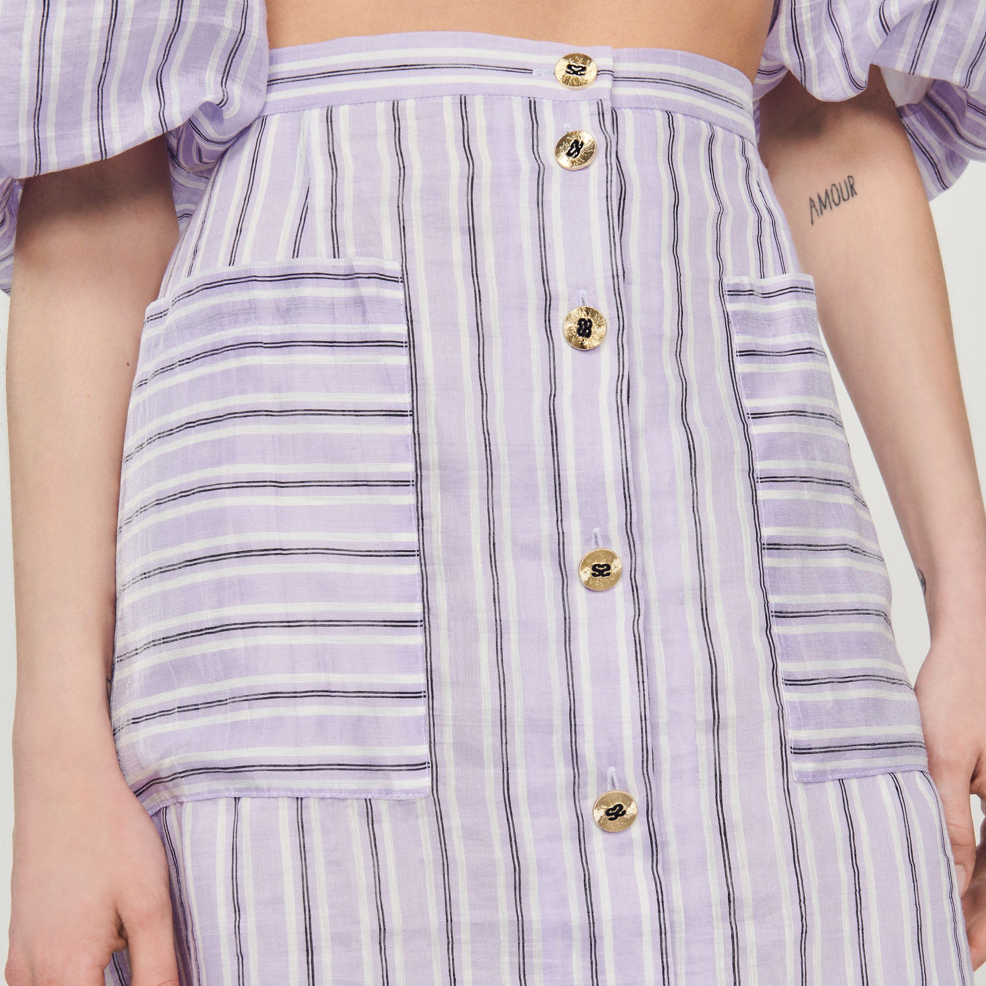 Jupe évasée à rayures Sandro seconde main