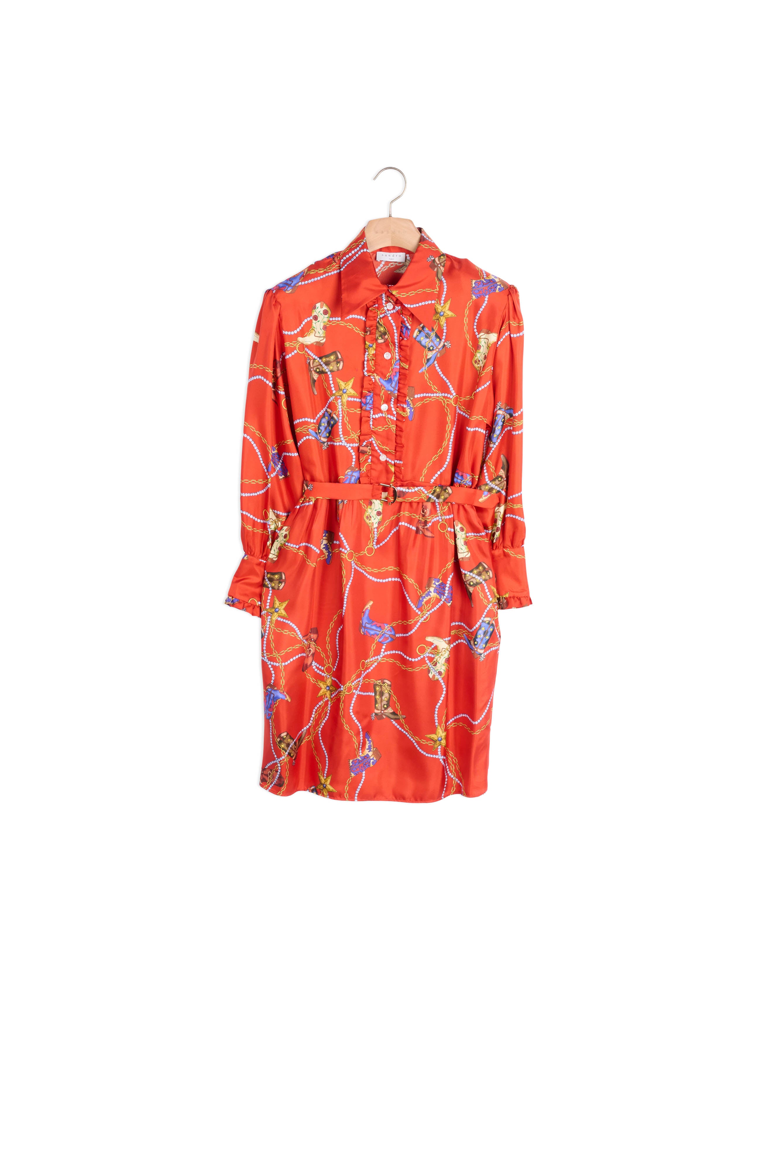 Robe courte en twill de soie imprimée Sandro seconde main