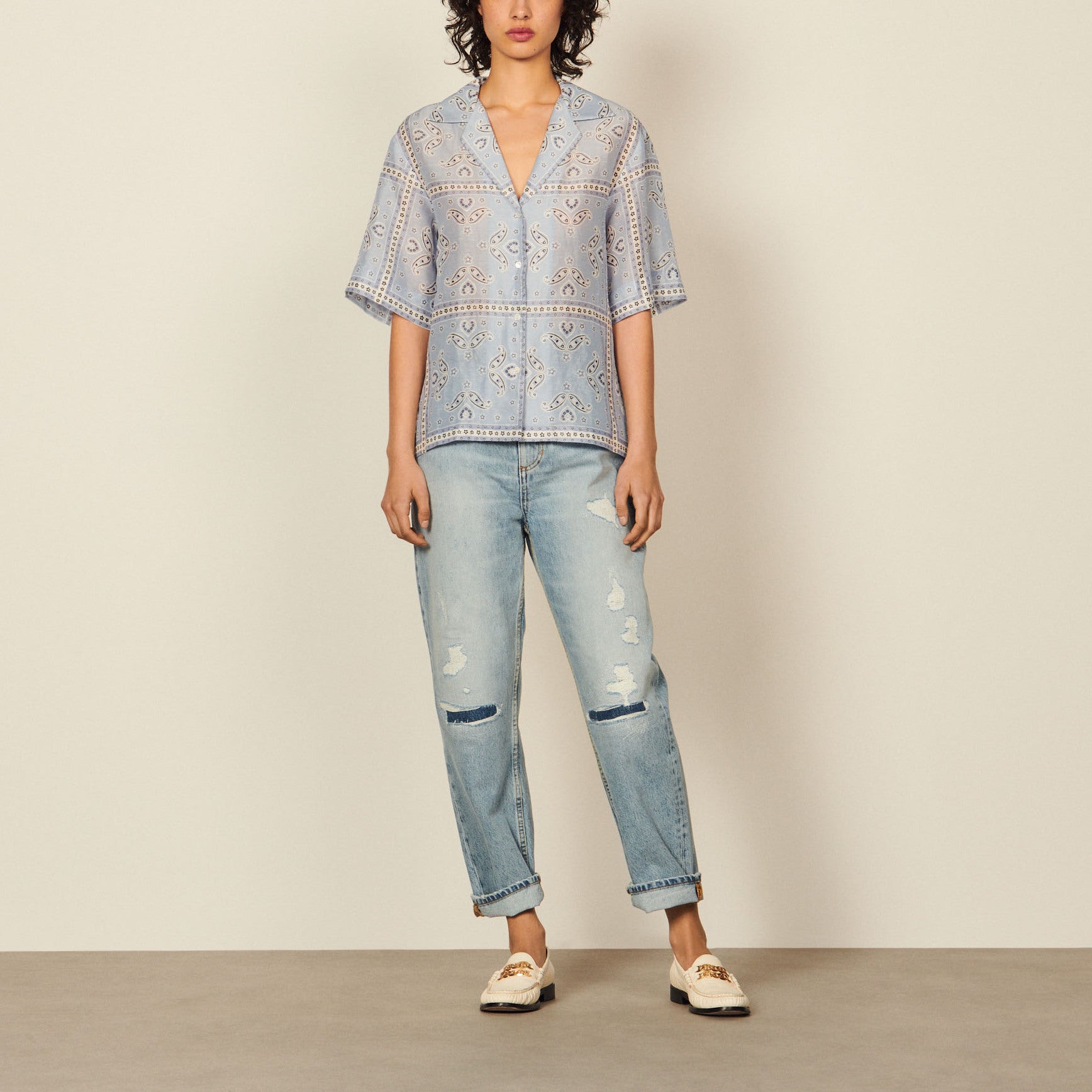 Chemise manches courtes imprimé bandana Sandro seconde main