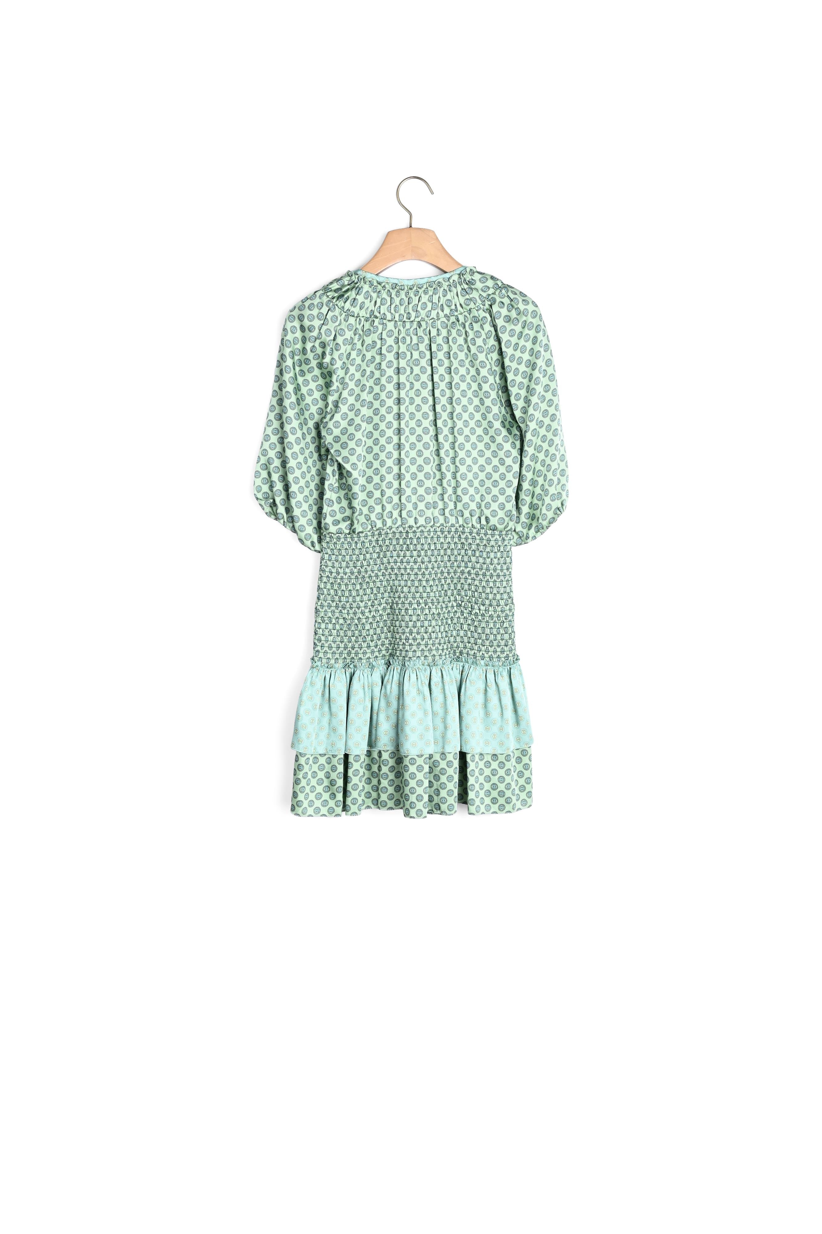 Robe courte en mix d'imprimés smockés Sandro seconde main