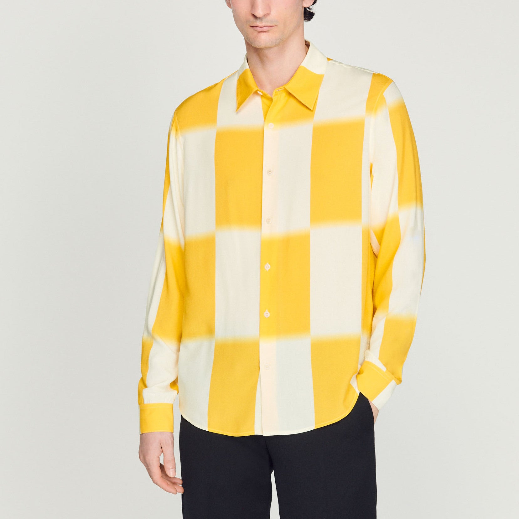 Chemise imprimé écru et jaune Sandro seconde main