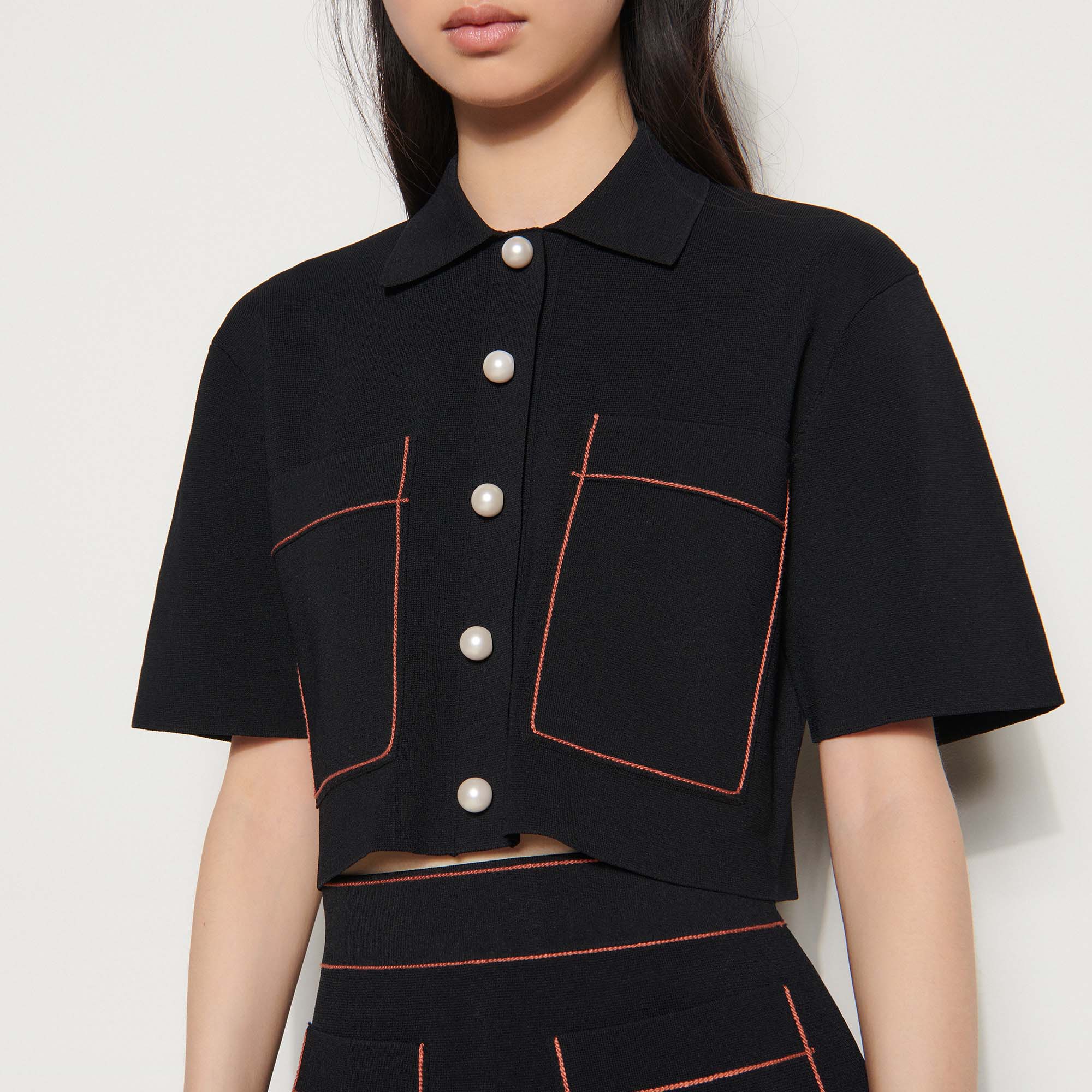 Cardigan court façon Chemisette Sandro seconde main