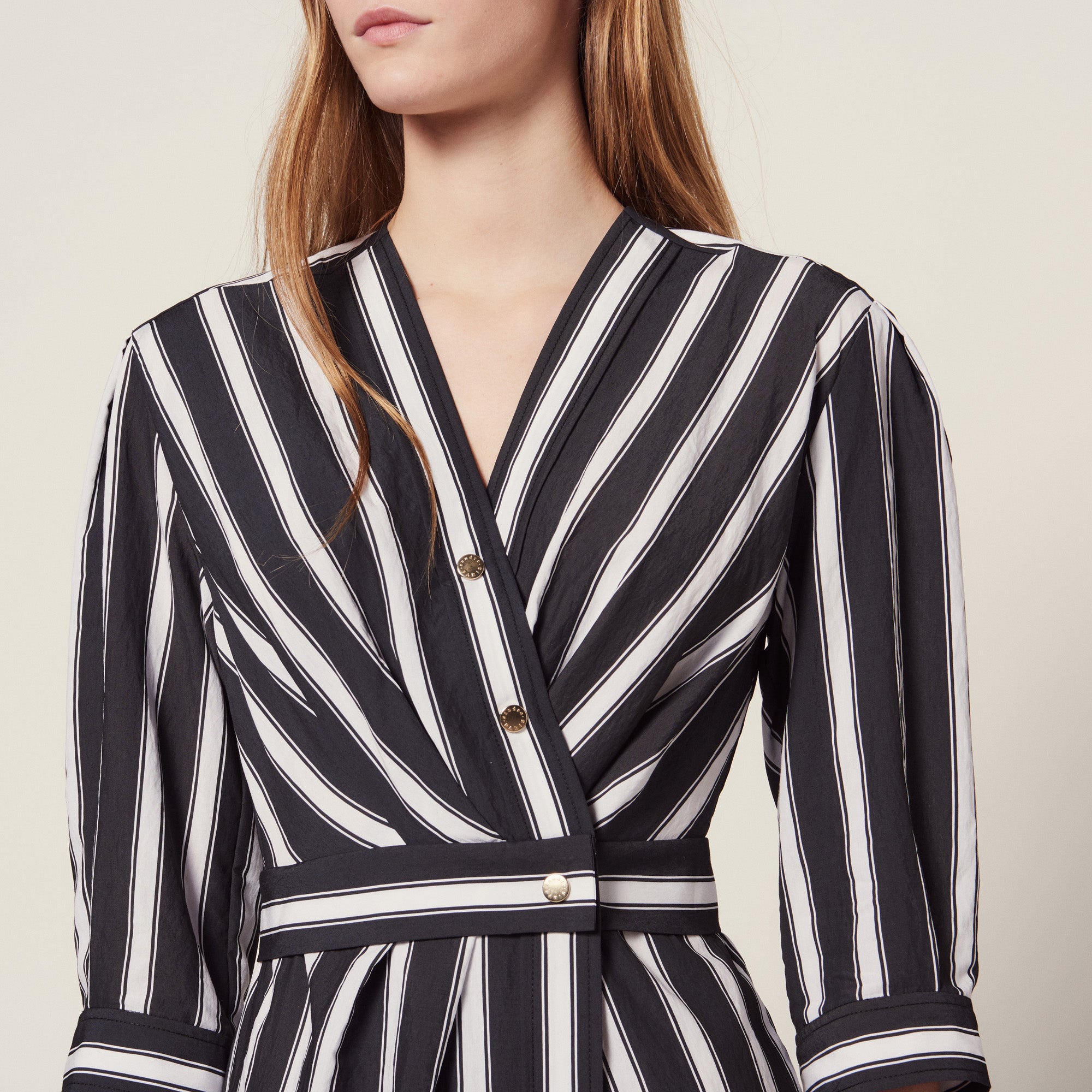 Robe midi à rayures contrastées Sandro seconde main