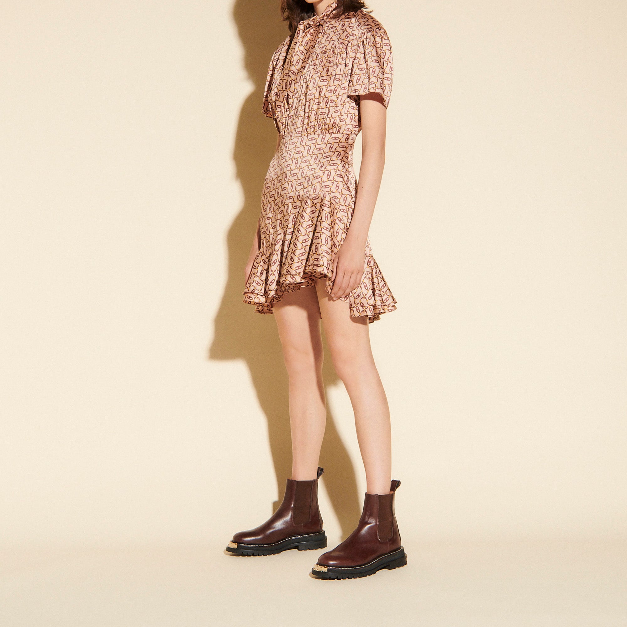 Robe imprimée avec col cravate à nouer Sandro seconde main