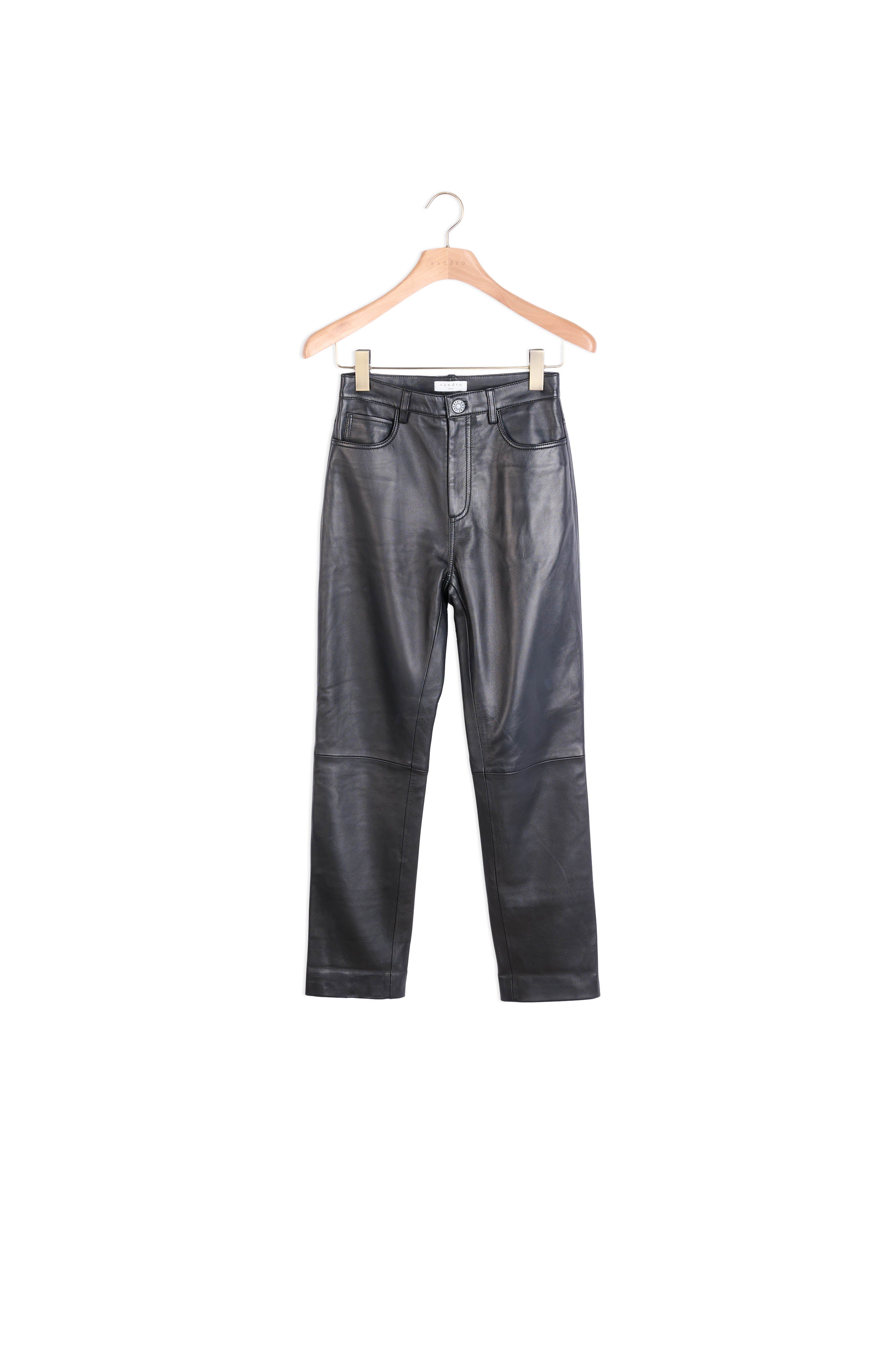 Pantalon en cuir droit à découpes Sandro seconde main