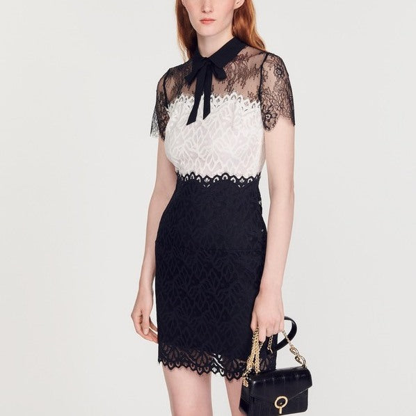 Robe en dentelle bi-couleur Sandro seconde main