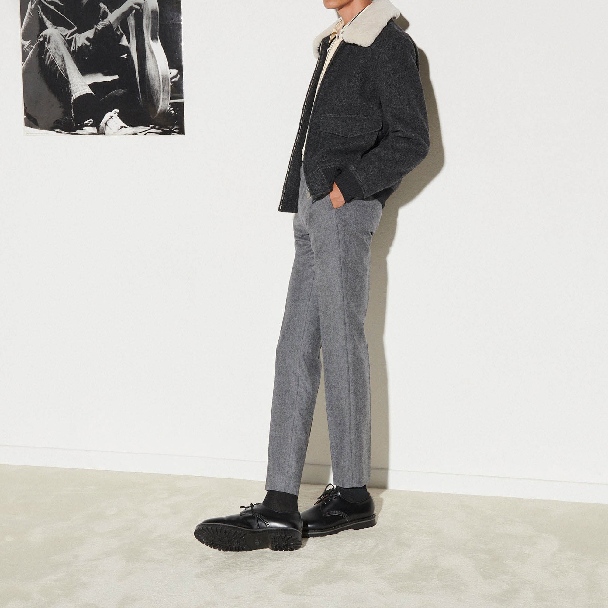 Blouson aviateur en drap de laine Sandro seconde main