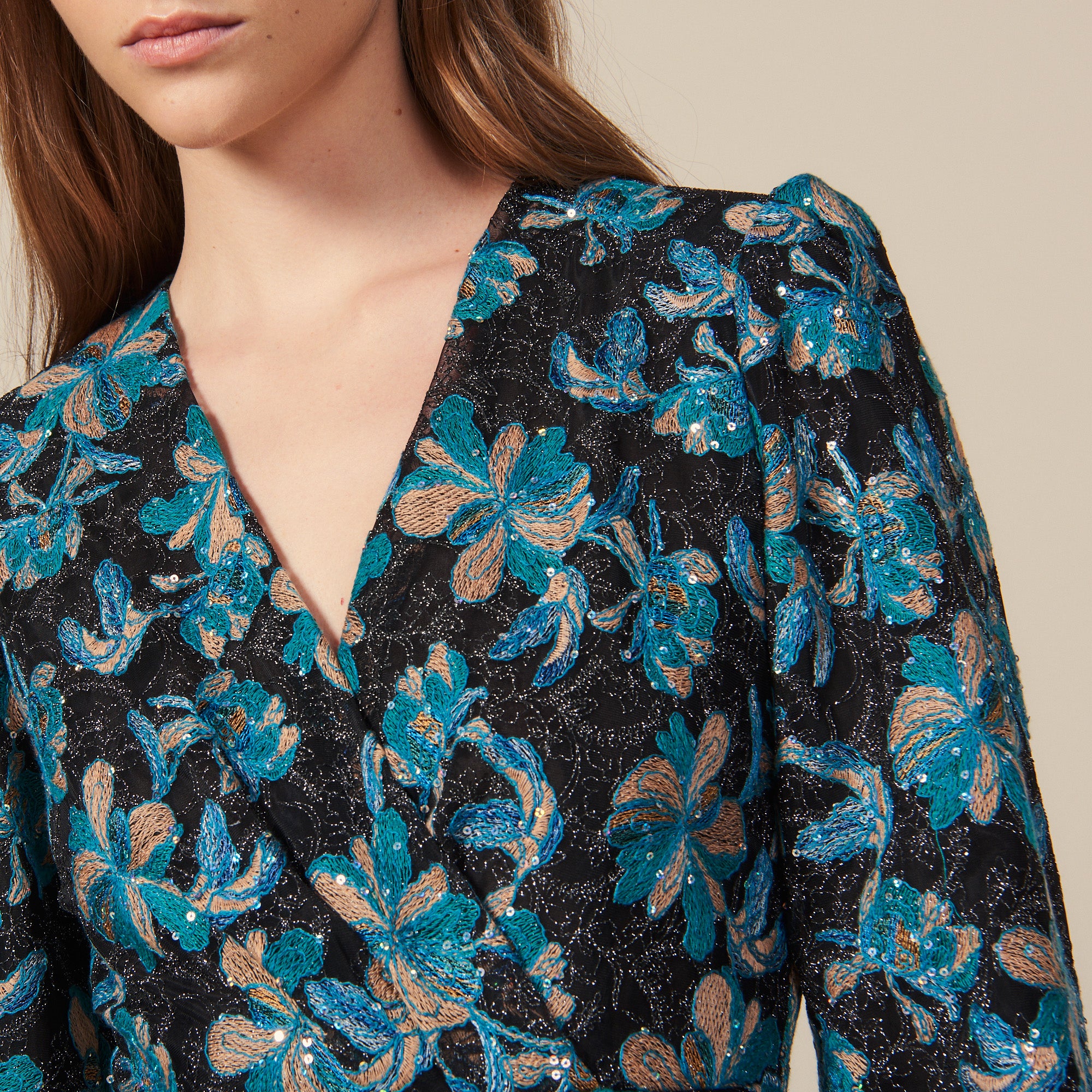 Robe en tulle brodée de sequins Sandro seconde main