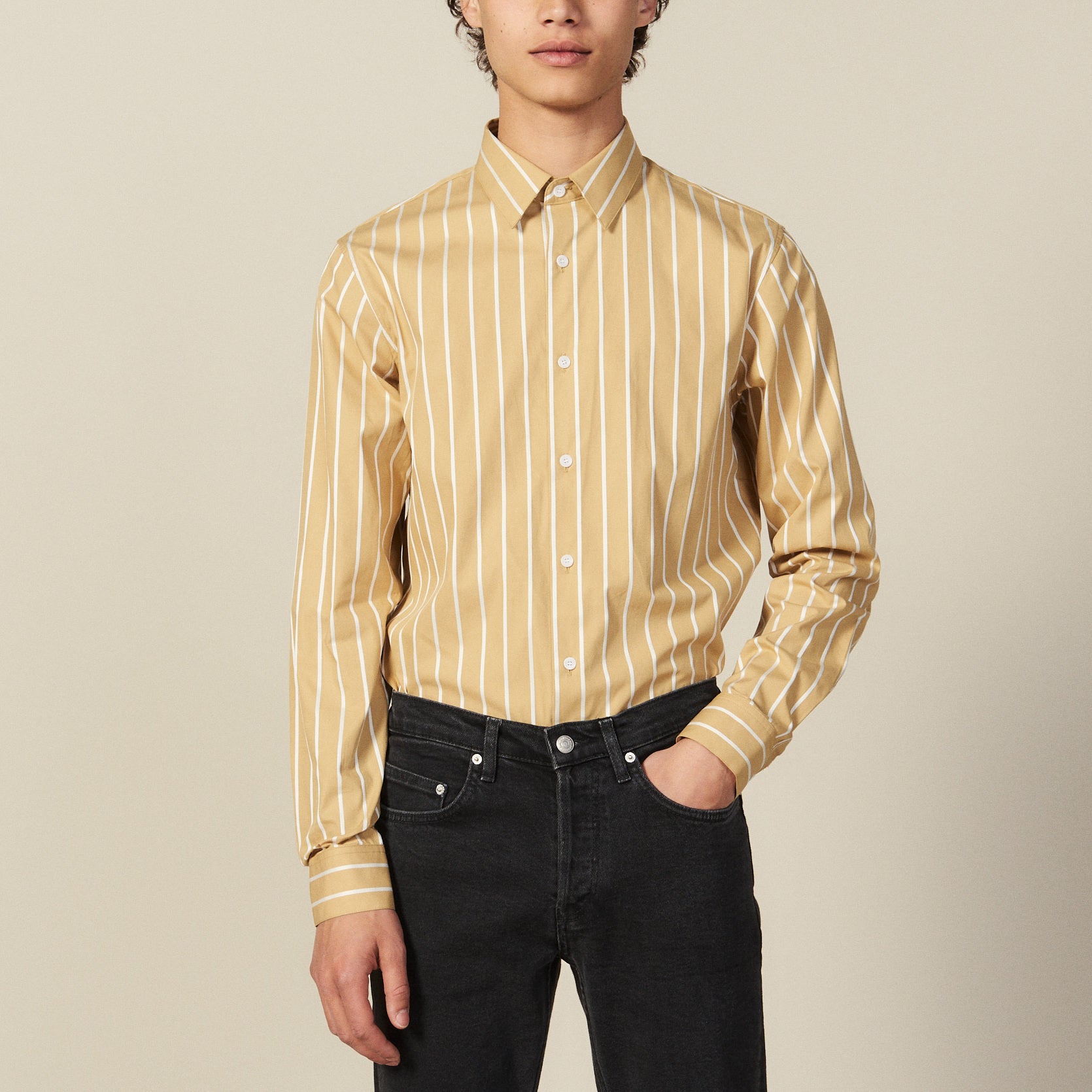 Chemise à rayures en coton Sandro seconde main