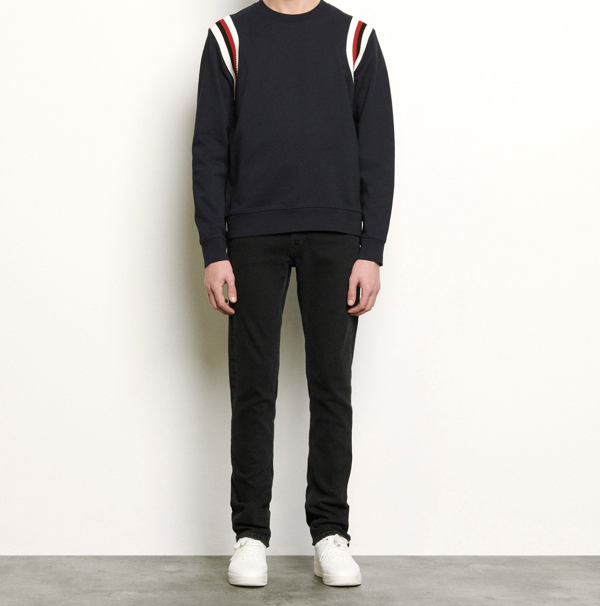 Sweat shirt à bords côtes tricolores Sandro seconde main