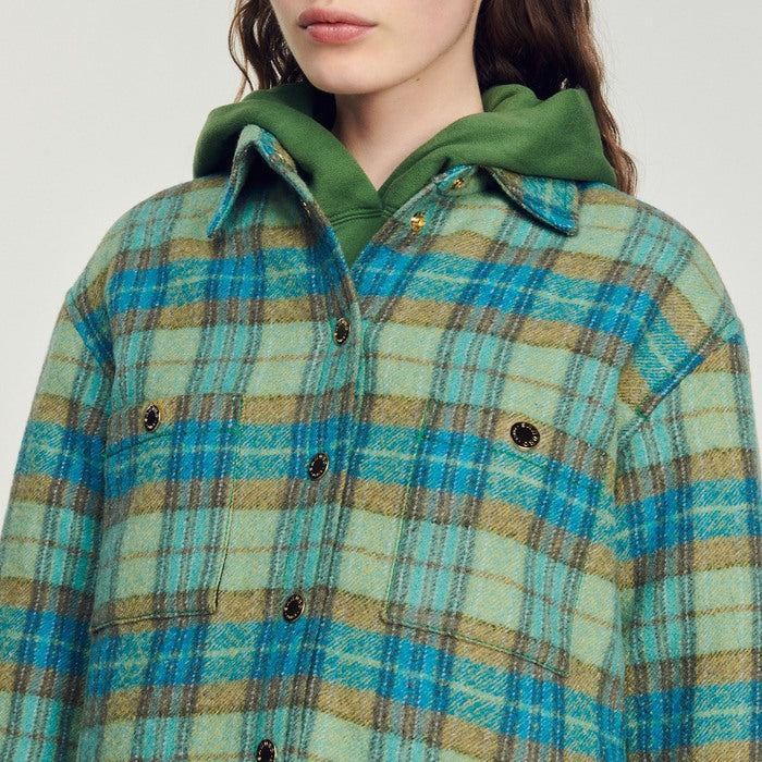 Manteau surChemise en laine à carreaux Sandro seconde main