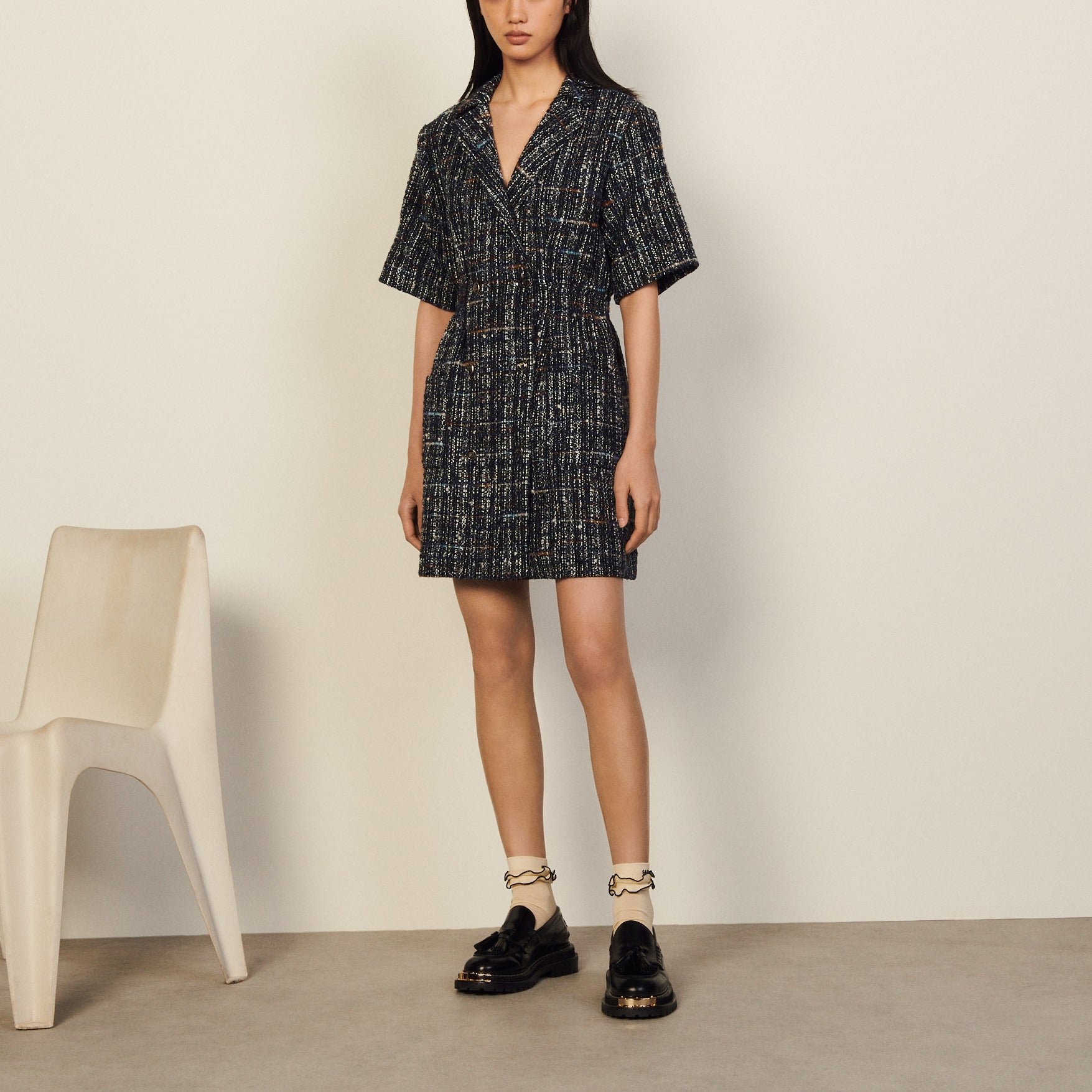 Robe courte en tweed Sandro seconde main